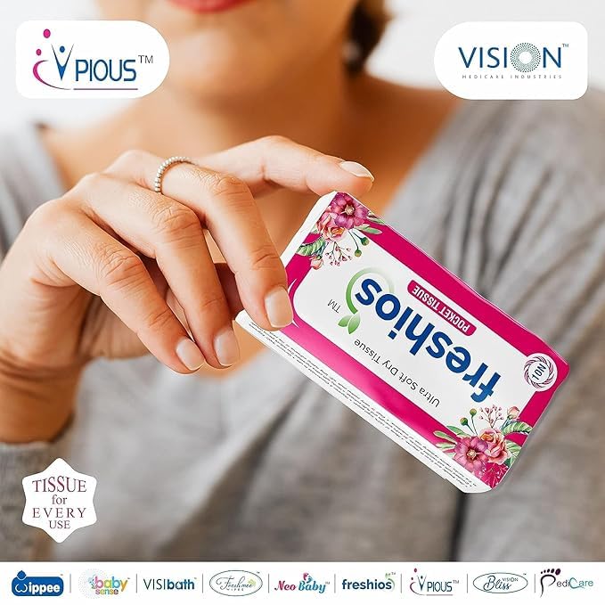 DYOMNIZY Soft Disposable Pocket Tissues - 20x20cm Travel Tissue Packs (10 Pulls/Pack) for Face, Hands & On-the-Go Use - Ideal for Women, Men & Kids | Perfect for Purse, Car, Office & Daily Outings