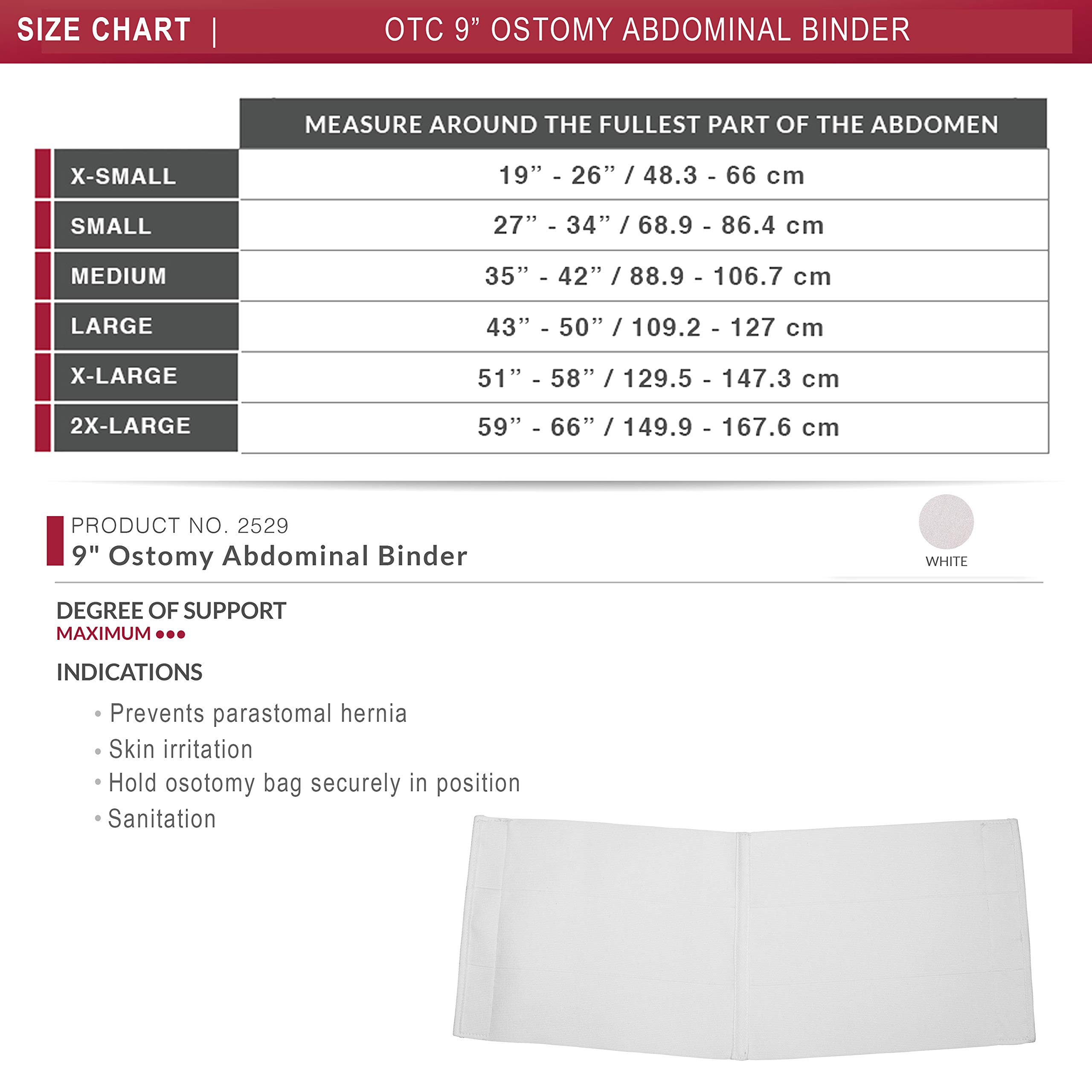 OTC Ostomy Replacement Binder - 9 Inch Adjustable Waist Belt for Medium Size | Ideal for Post-Surgery Support & Daily Comfort