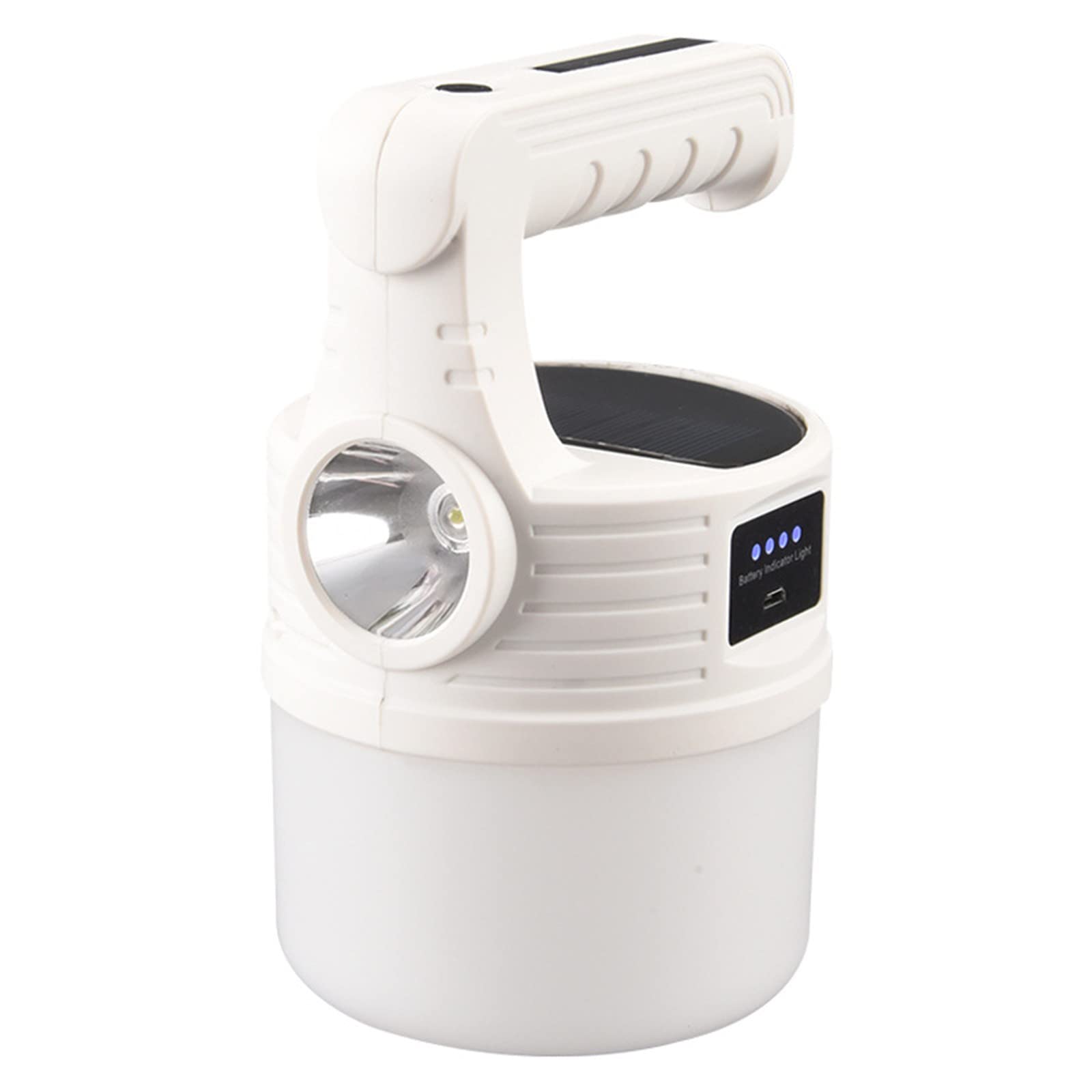 Multifunctional Solar Camping Lantern - Portable Waterproof LED Flashlight with 8 Light Modes, Rechargeable via Solar & USB - Perfect for Emergency, Hiking, Tent Lighting, and Outdoor Adventures (White, Large Size)