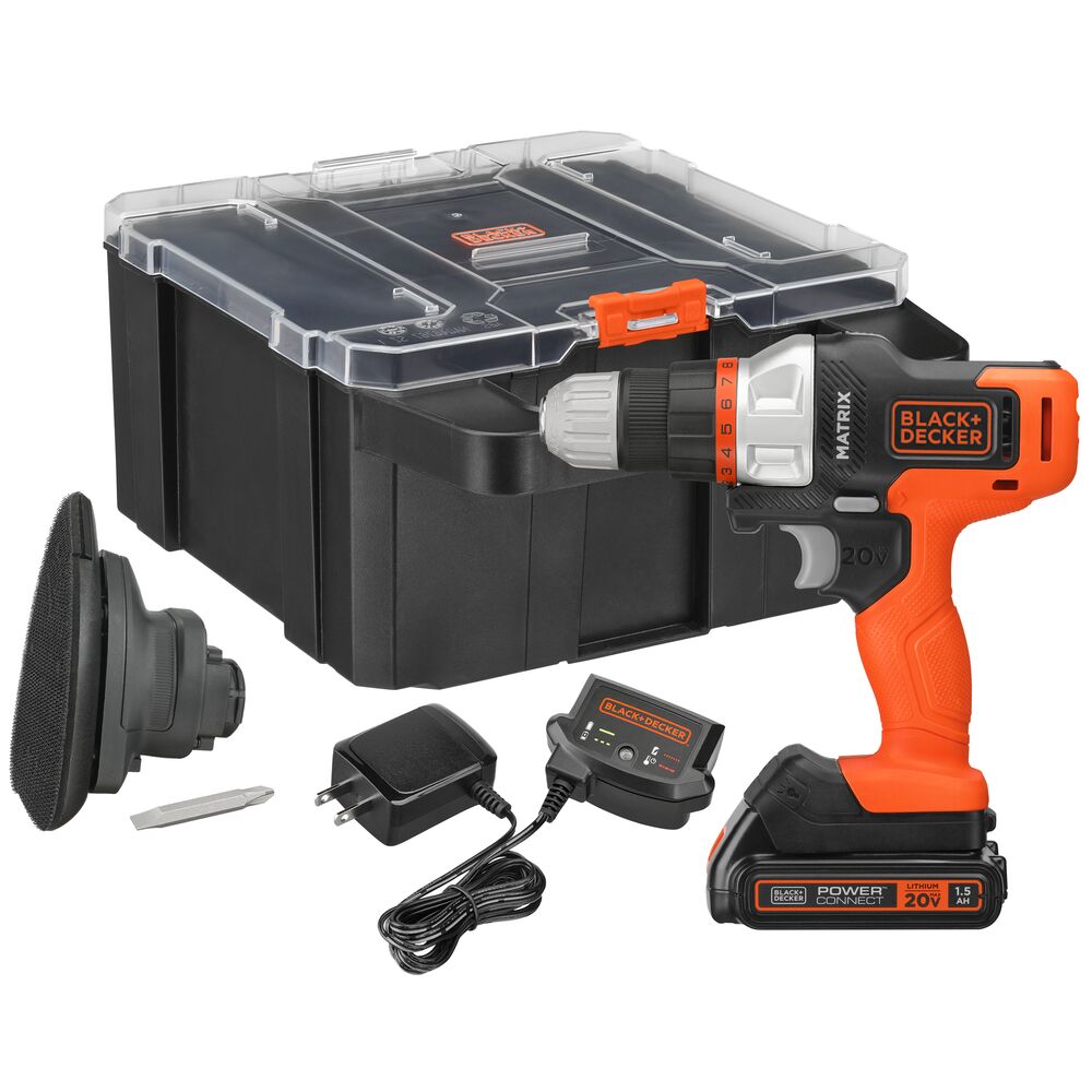 MATRIX™ 20V MAX* Cordless Drill Kit with Sander Attachment, Battery & Charger - Complete Power Tool Set for DIY Projects, Home Repairs & Woodworking