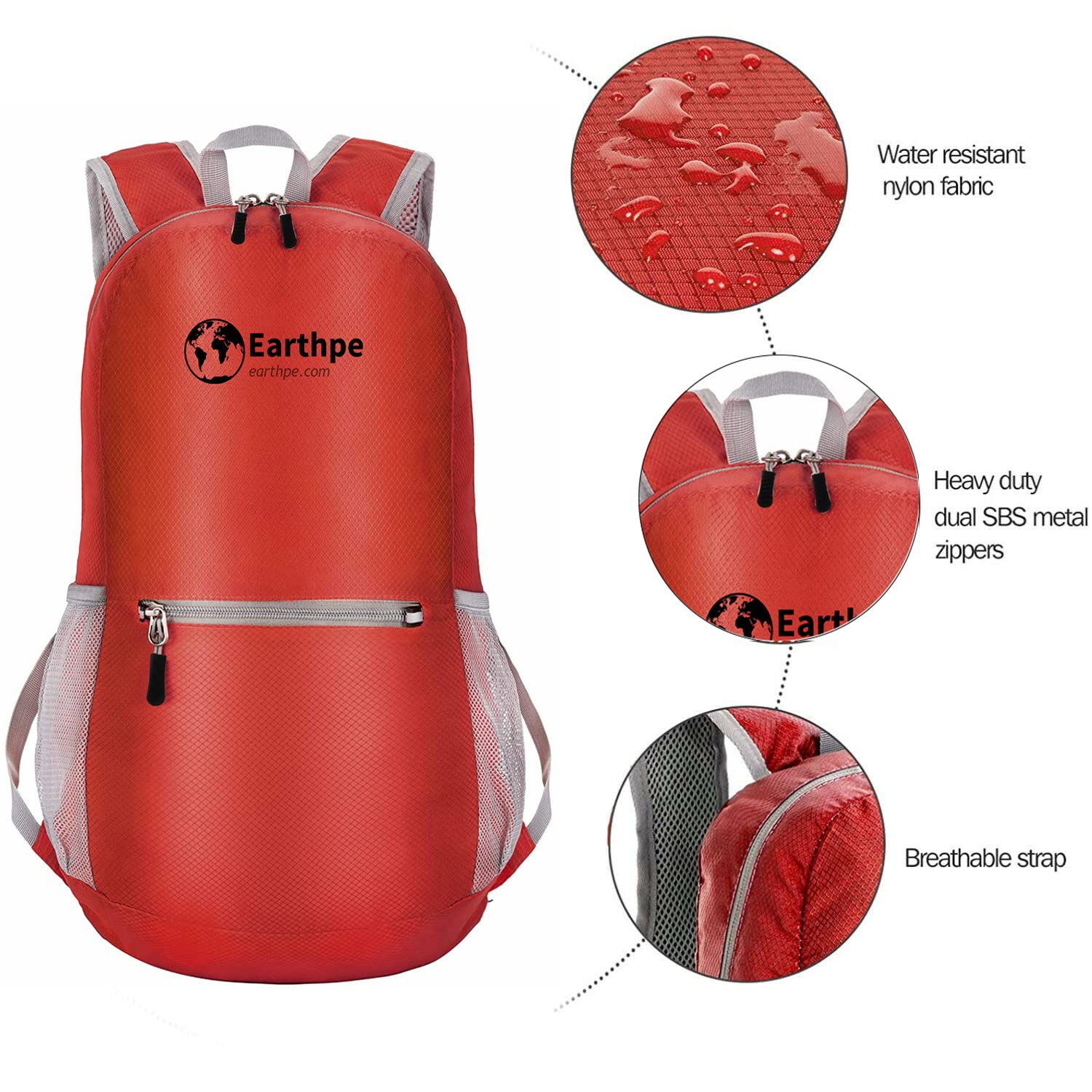 Ultra Lightweight Hiking Backpack - Water Resistant Small Daypack for Women & Men, Foldable Travel Backpack (Red) - Perfect for Outdoor Adventures, Camping, and Daily Commute