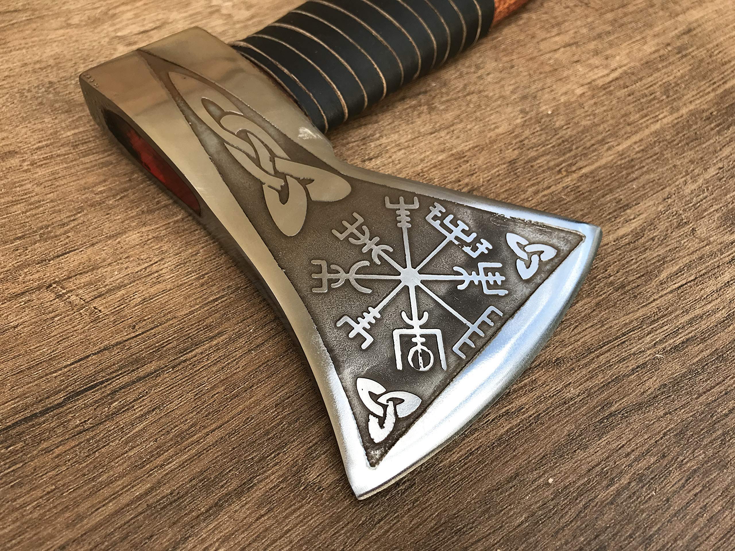 Viking Axe - Handcrafted Viking Gifts for Men with Vegvisir Symbol, Runes Art & Amulet - Perfect Viking Decor & Unique Gift for Boyfriend - Ideal for Home Decor, Viking Themed Parties & Norse Enthusiasts