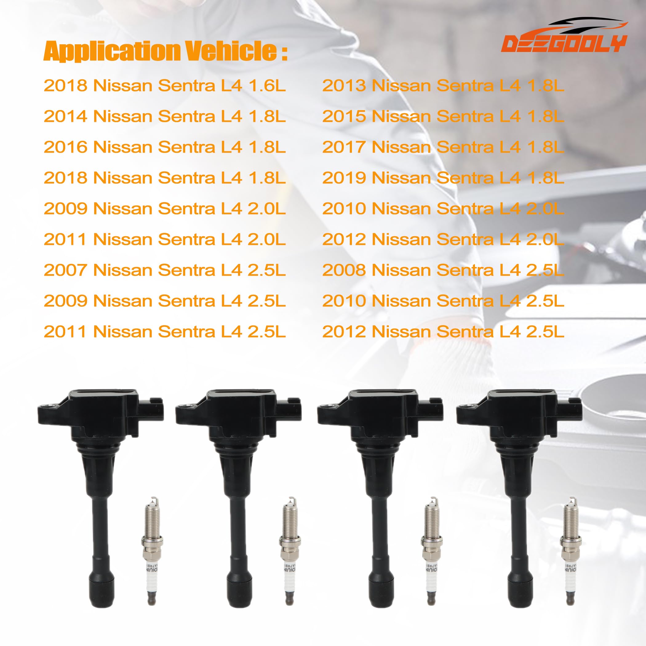 4PCS UF549 Ignition Coil Pack & 9029 Spark Plug Set - Compatible with Nissan Altima, Versa, Sentra, Rogue, Cube, QX60, NV200 - Fits 2.5L, 2.0L, 1.8L, 1.6L Engines - Replacement Parts for Smooth Engine Performance & Fuel Efficiency