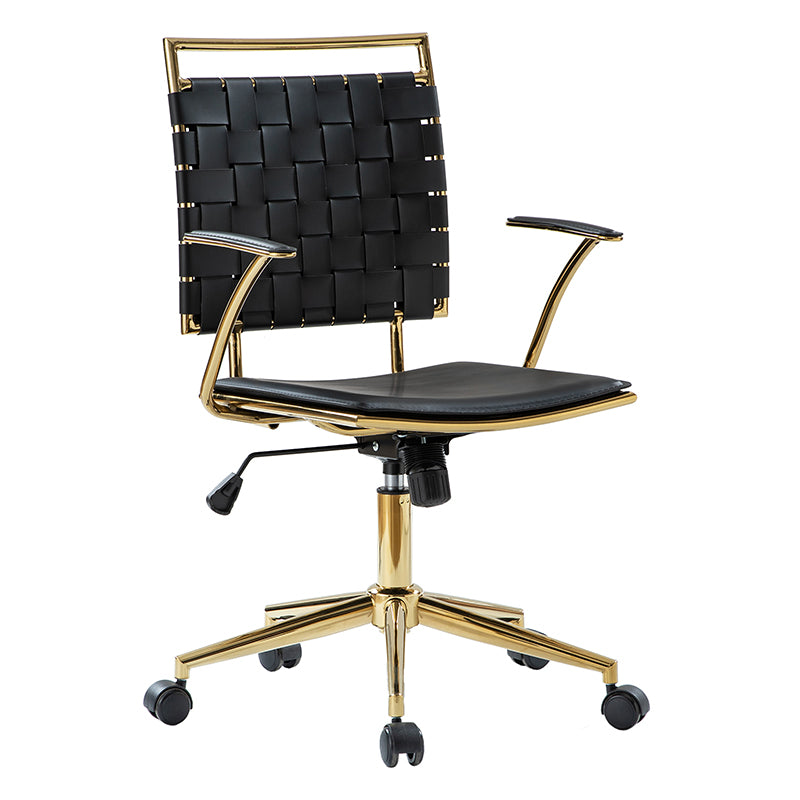Amalia Modern Rattan Weaving Swivel Office Chair with Backrest - Ergonomic Desk Chair for Home Office, Study & Workspace