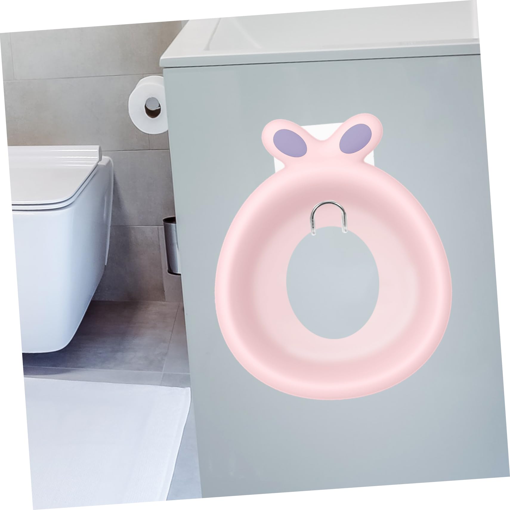 Sturdy Carbon Steel Potty Hook - Non-Slip Adhesive Wall Hanger for Boys & Girls Toilet Seat Organization | Bathroom Storage Solution for Kids' Potty Training & Small Space Organization