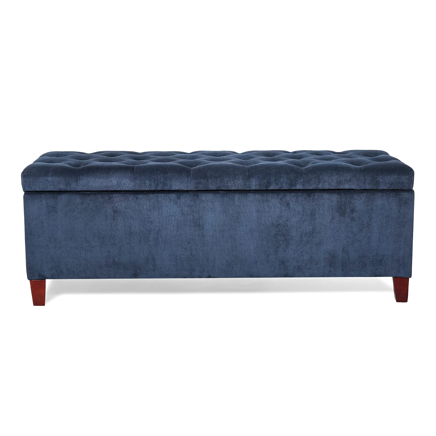 DIY Storage Ottoman Bench - Button Tufted Footrest, Toy Chest & Coffee Table for Living Room, Bedroom & Entryway | Navy Blue | Multi-Functional Furniture for Home Organization & Extra Seating