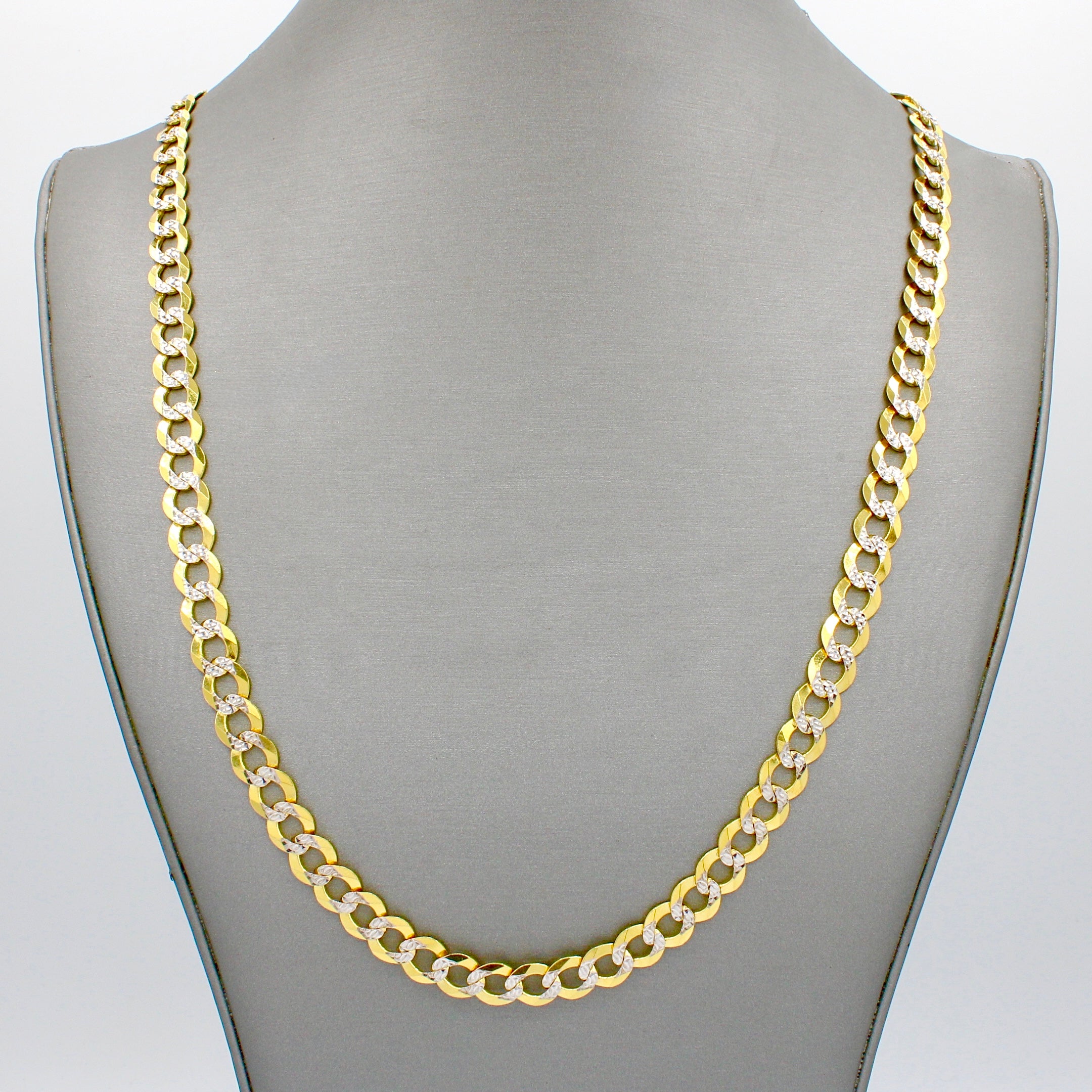 14K Solid Gold Cuban Link Chain Necklace - 8MM Width, 24 Inches Length - Two Tone (Yellow & White Gold) - Durable & Stylish for Men & Women - Perfect for Gifts, Parties & Everyday Wear - JTJ™