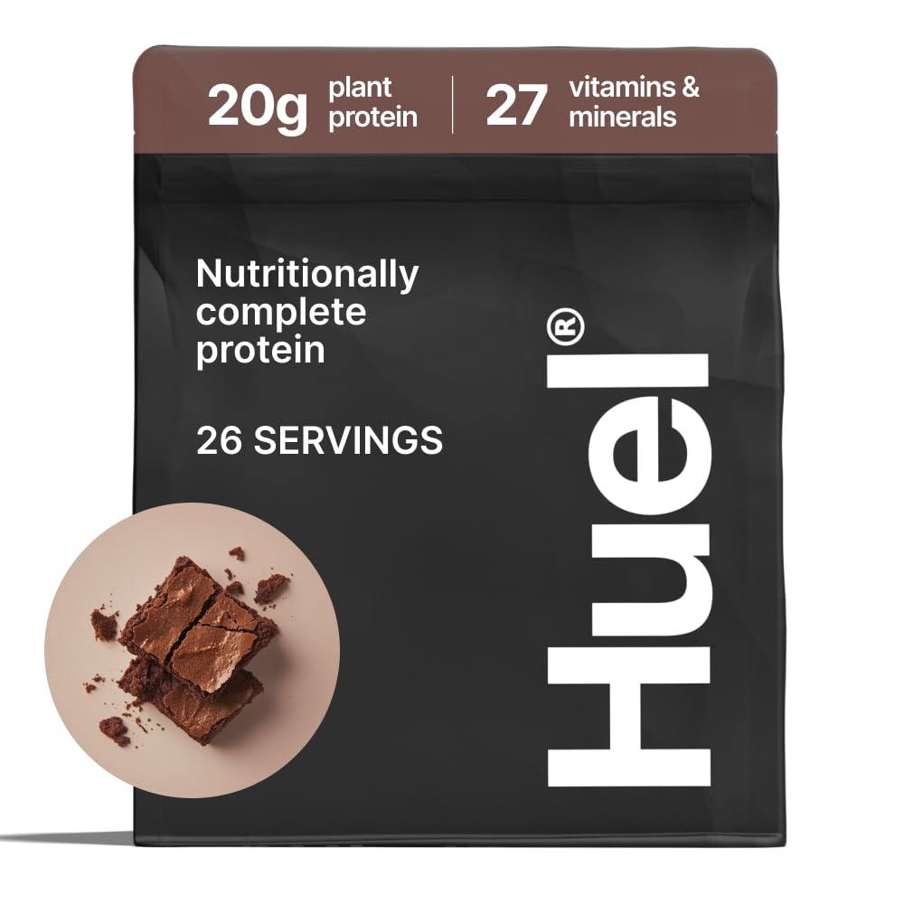 Huel Vegan Protein Powder - Chocolate Fudge Brownie Flavor | 20g Plant-Based Protein per Serving | Complete Nutrition with 27 Vitamins & Minerals | Gluten Free, Non-GMO, Lactose Free | 26 Servings - Perfect for Post-Workout Recovery, Meal Replacement, and Healthy Lifestyle