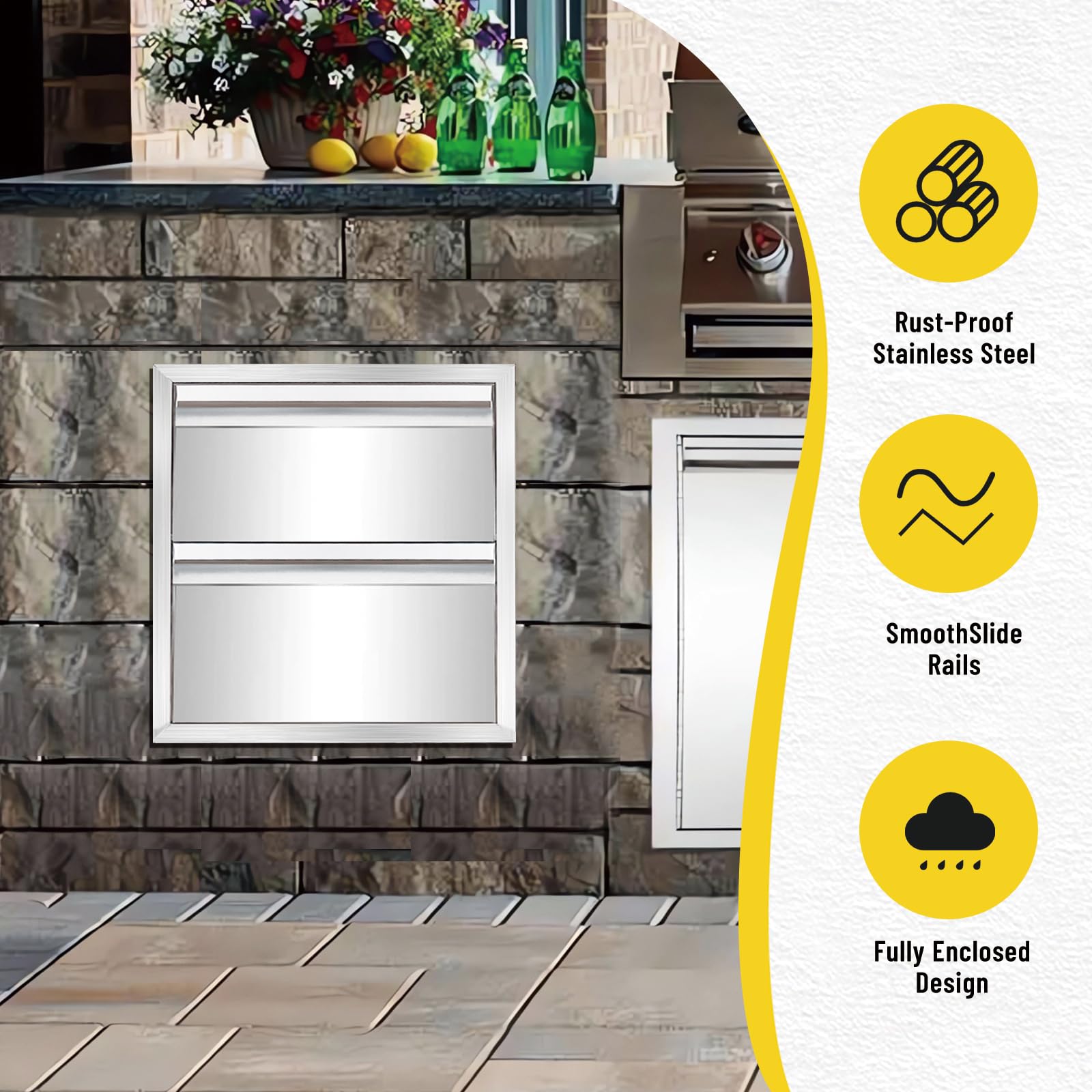 Stainless Steel Double Drawer Outdoor Kitchen Cabinet - 14