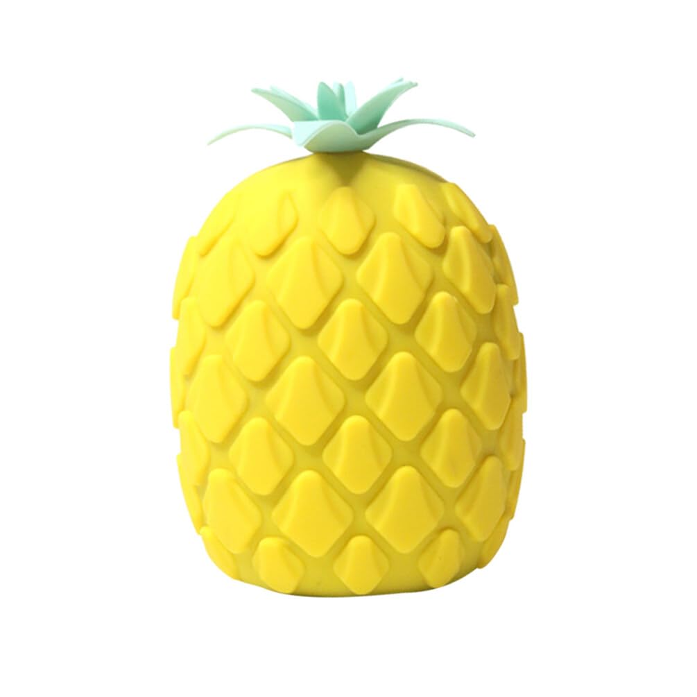 Lurrose Silicone Body & Face Scrubber - Pineapple Shaped Exfoliating Brush for Dead Skin Removal - Soft Massaging Shower Scrubber & Dish Sponge (Yellow) - Perfect for Spa, Bath & Kitchen Cleaning
