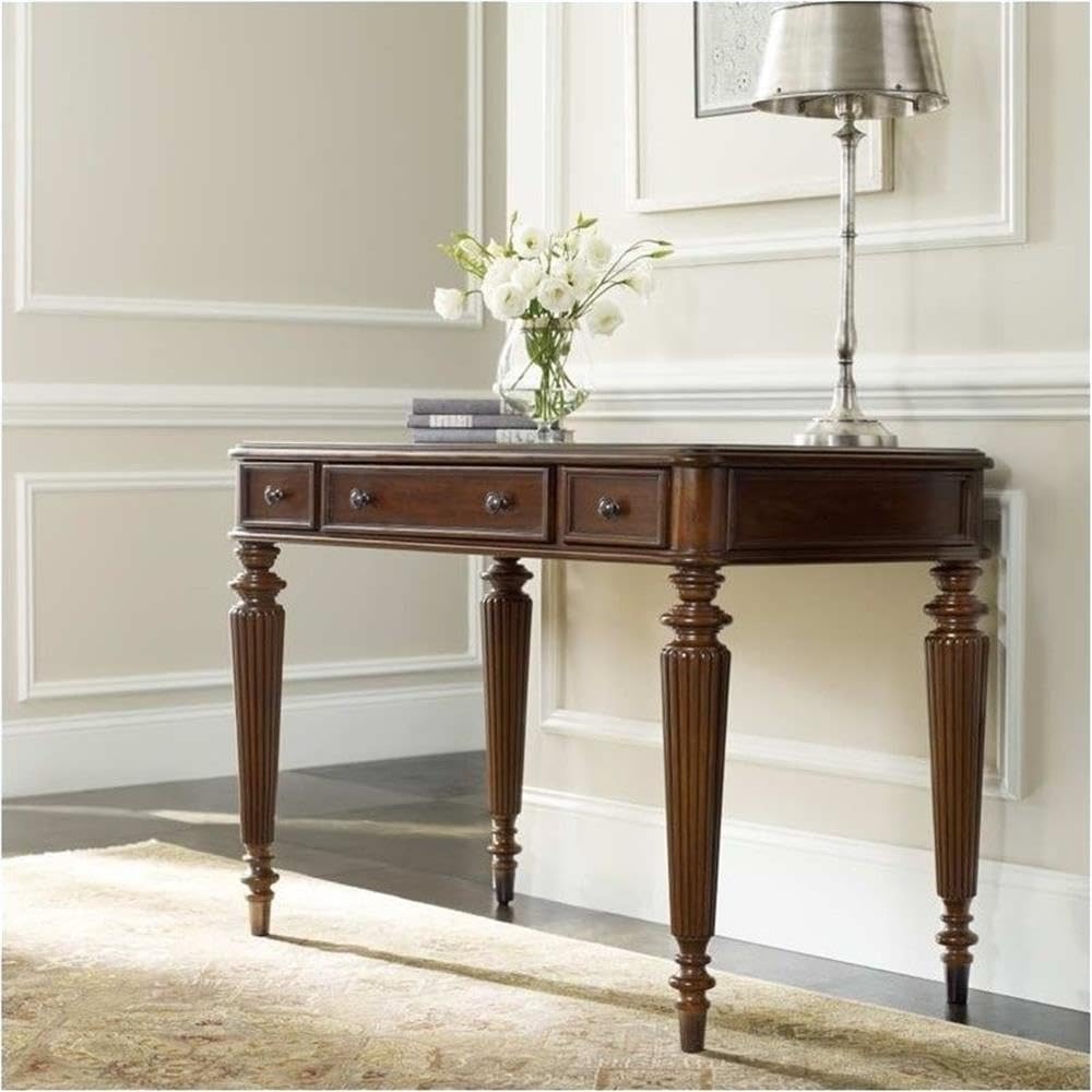 BOWERY HILL Traditional Cherry Hardwood Computer Desk with Park Legs - Perfect for Home Office, Study Room & Workspace