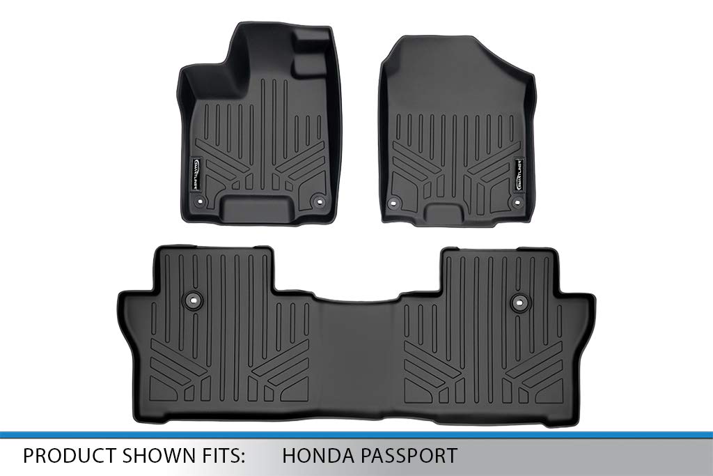 Premium SMARTLINER Custom Fit All-Weather Floor Mats - 2 Row Liner Set in Black for 2019-2025 Honda Passport | Durable Protection for Mud, Snow & Spills | Perfect for Family Road Trips & Outdoor Adventures