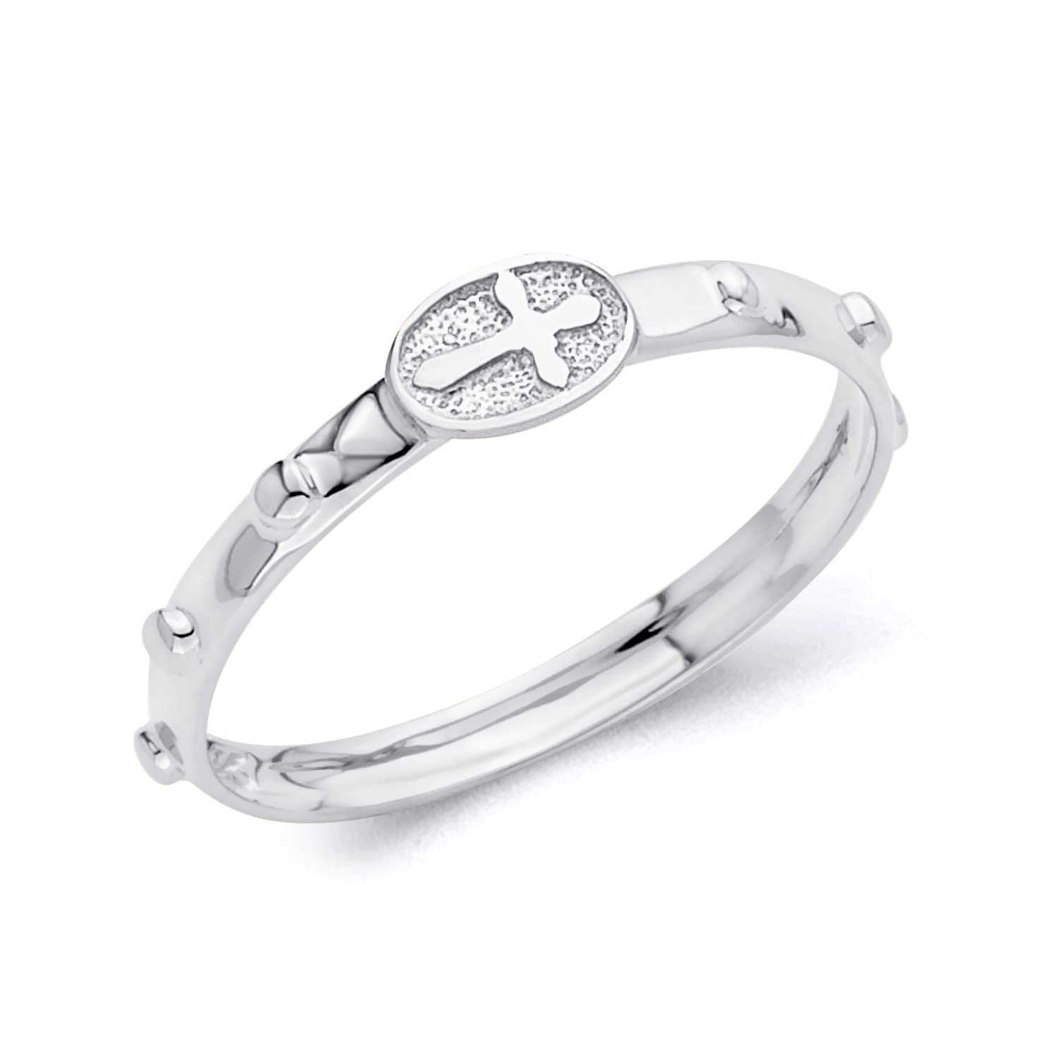 14K Yellow or White Gold Polished Sideways Cross Wedding Band for Women & Men - Elegant Promise Rings, Anniversary Gifts, Religious Jewelry for Brides, Grooms & Couples