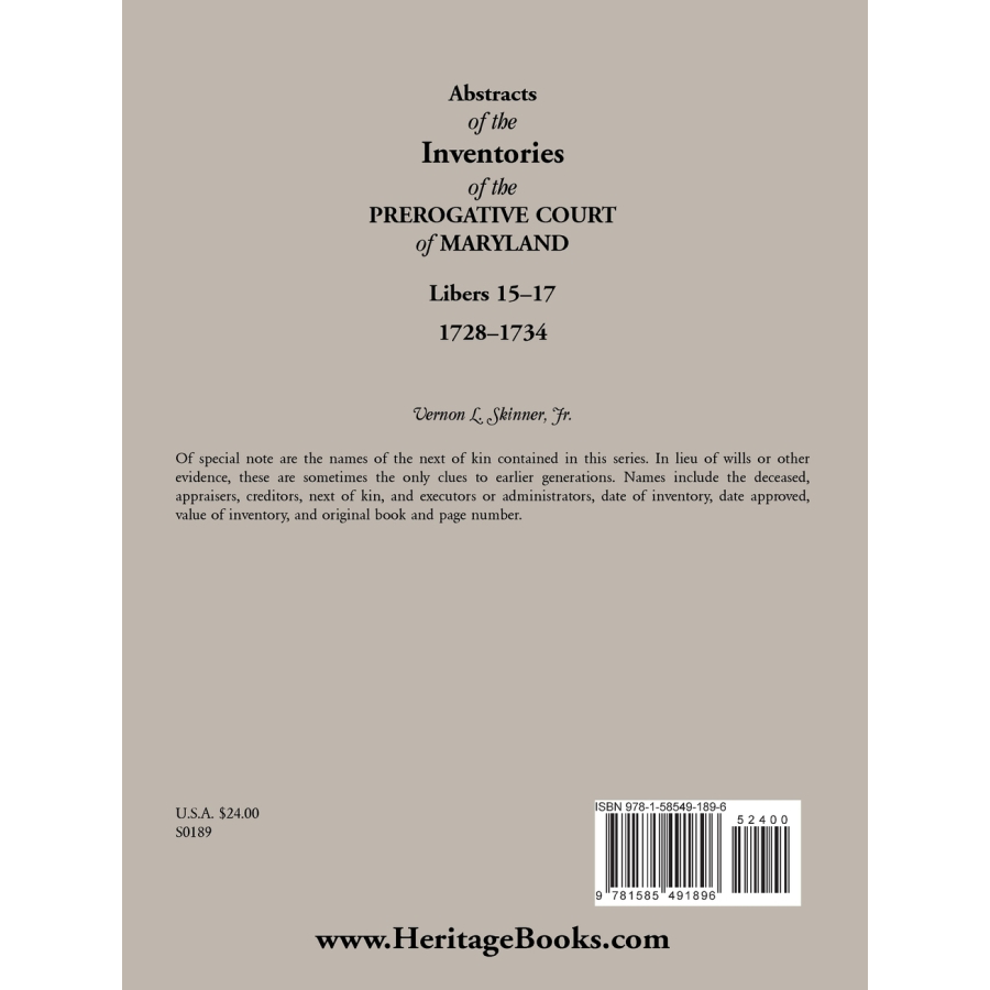 Genealogy Research: Abstracts of Maryland Prerogative Court Inventories 1728-1734 (Libers 15-17) - Historical Records for Ancestry & Family History Research