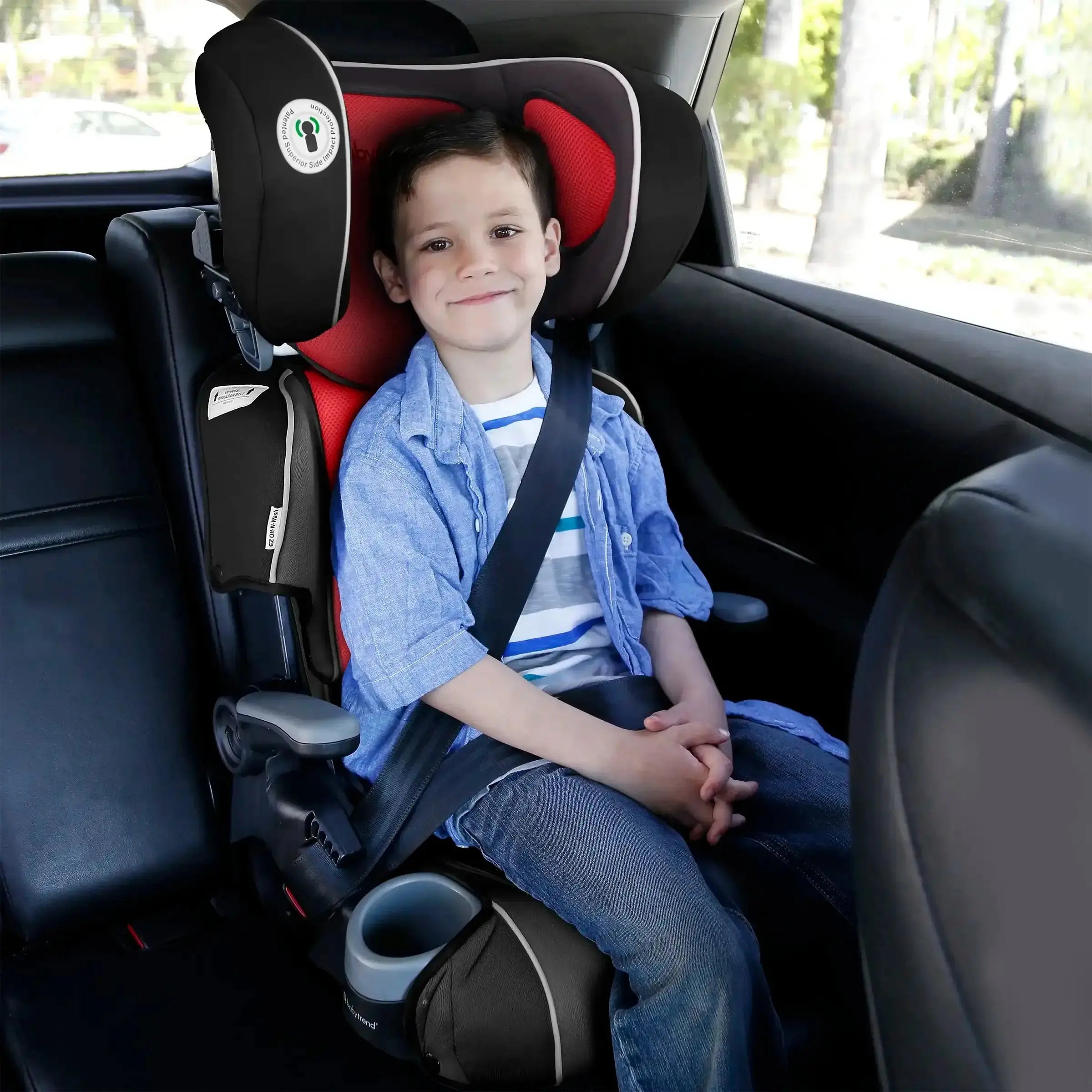 PROtect 2-in-1 Folding Booster Car Seat for Kids - Convertible High Back & Backless Car Seat for Travel & School - Safe & Portable for Toddlers 3-12 Years Old