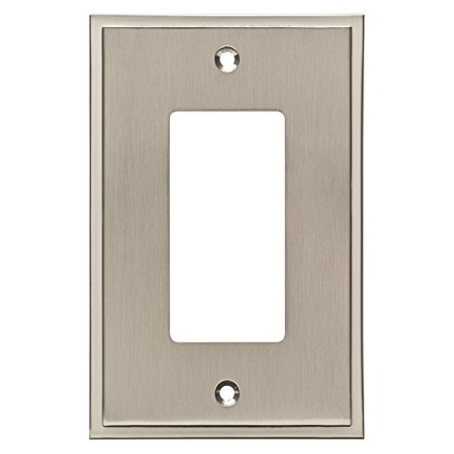 Brainerd Simple Steps 1-Gang Satin Nickel Single Decorator Wall Plate - Premium Electrical Outlet Cover for Home & Office Decor