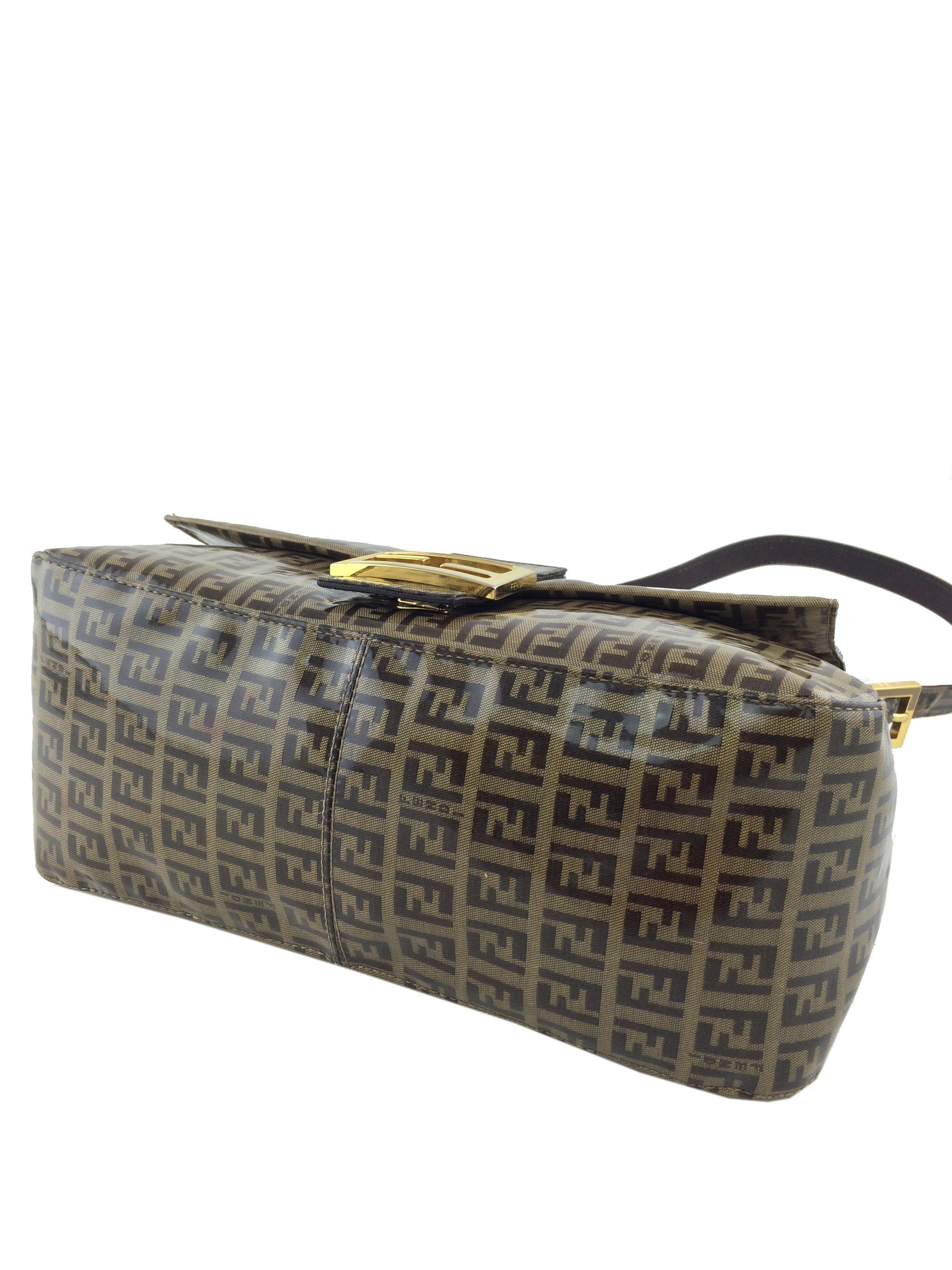 Fendi Zucchino Coated Canvas Large Mama Baguette Handbag - Luxury Designer Shoulder Bag for Women | Perfect for Work, Evening Events & Travel Accessories