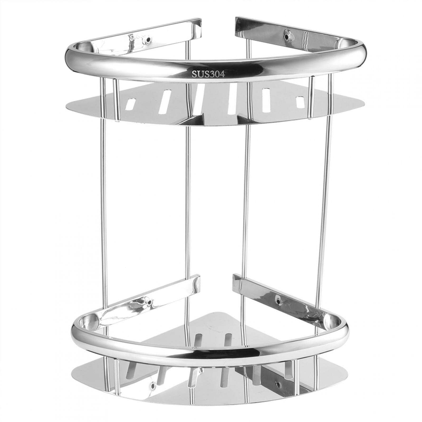 2-Tier Triangular Shower Caddy - Corner Bathroom Shelf Organizer with Fabric Lining | Space-Saving Shower Storage Rack for Bathroom Essentials | Perfect for Small Bathrooms, Apartments & Dorm Showers