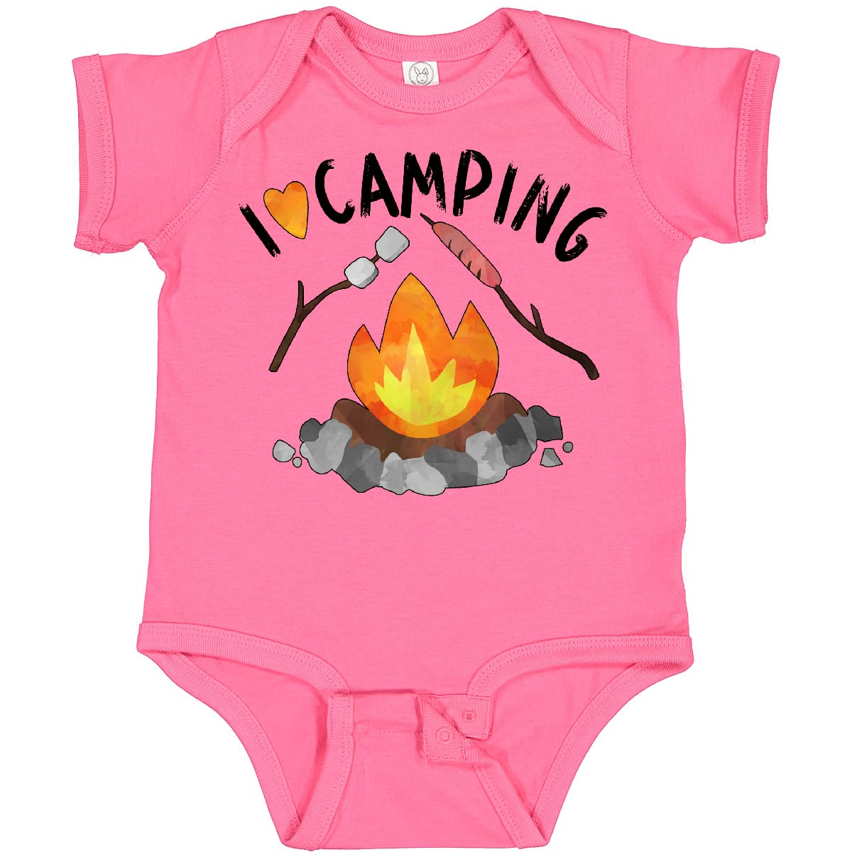 Inktastic I Love Camping Baby Bodysuit - Cute Campfire, Hot Dog & Marshmallows Design - Perfect for Outdoor Adventures, Family Camping Trips & Baby Photo Shoots