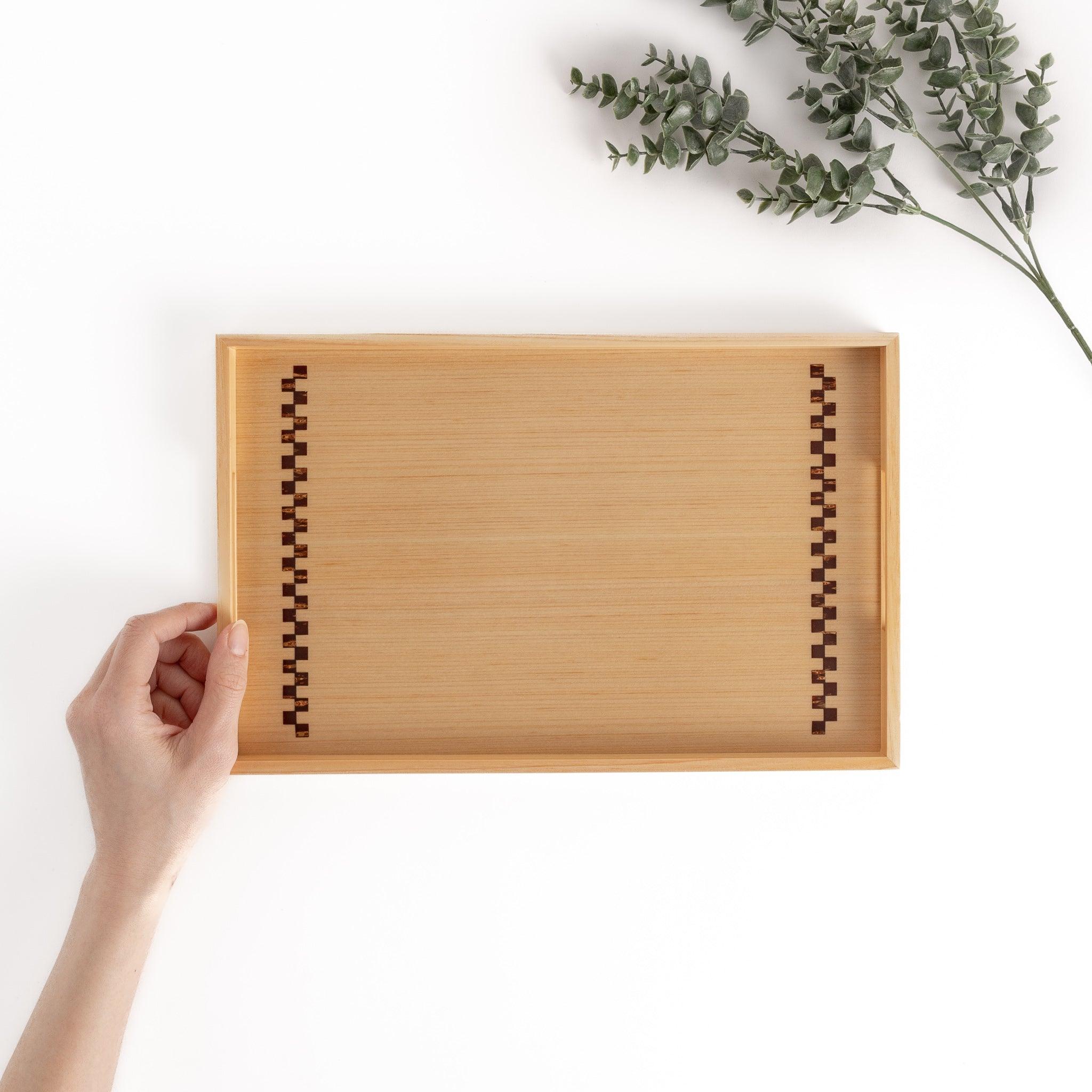 Handcrafted Hinoki Cypress & Sakura Bark Serving Tray - Natural Wood Charcuterie Board for Cheese, Fruits & Appetizers - Perfect for Japanese Tea Ceremony & Home Entertaining