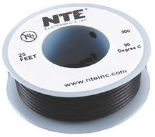 NTE ELECTRONICS WHS20-00-25 20AWG Hook-Up Wire - 25FT Black Copper Wire (1 Piece) - Perfect for DIY Electronics, Automotive Wiring & Home Electrical Projects