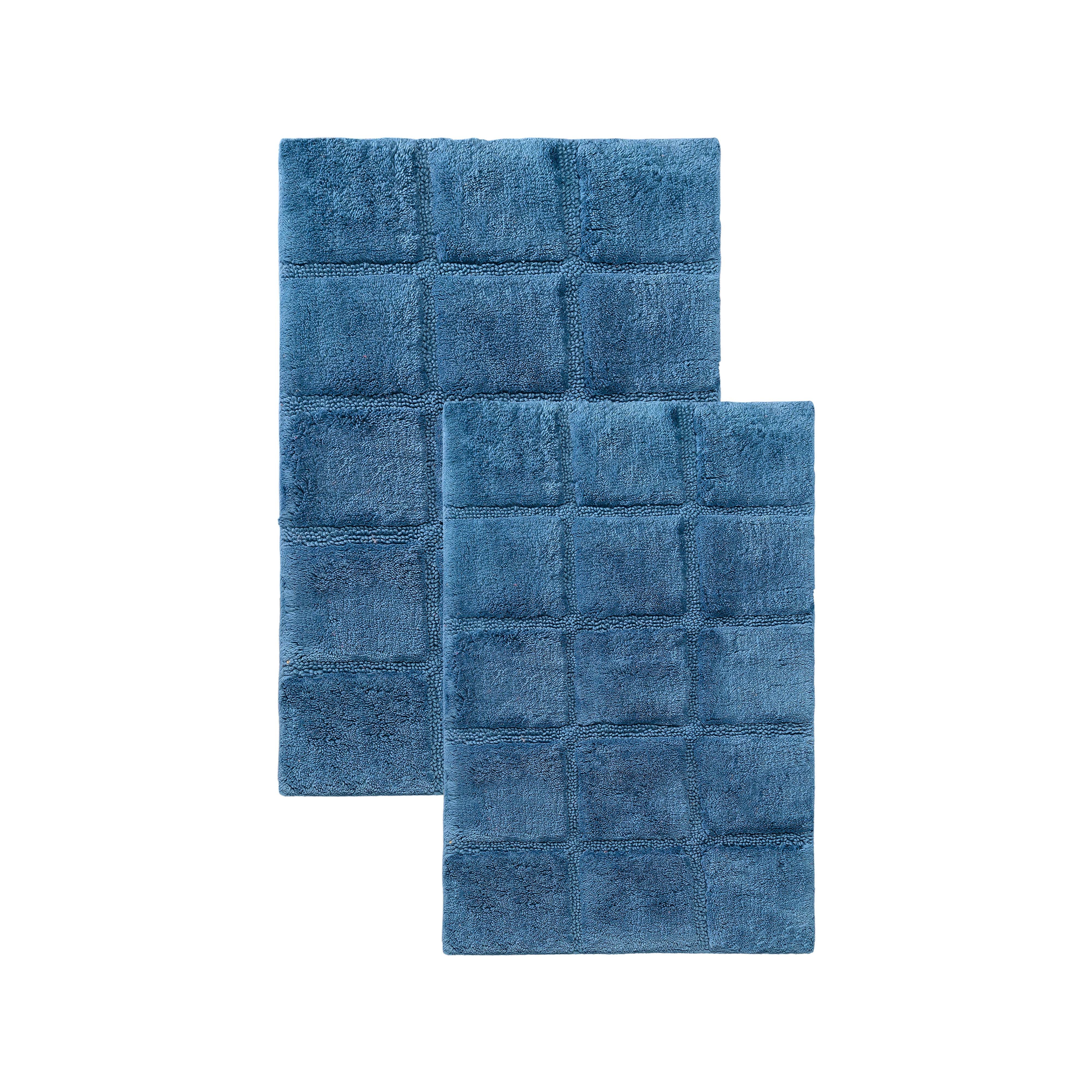 Premium 2-Piece Cotton Bath Rug Set - Soft, Non-Slip Checkered Design for Bathroom Safety and Comfort - Perfect for Bathroom, Shower, and Vanity Areas