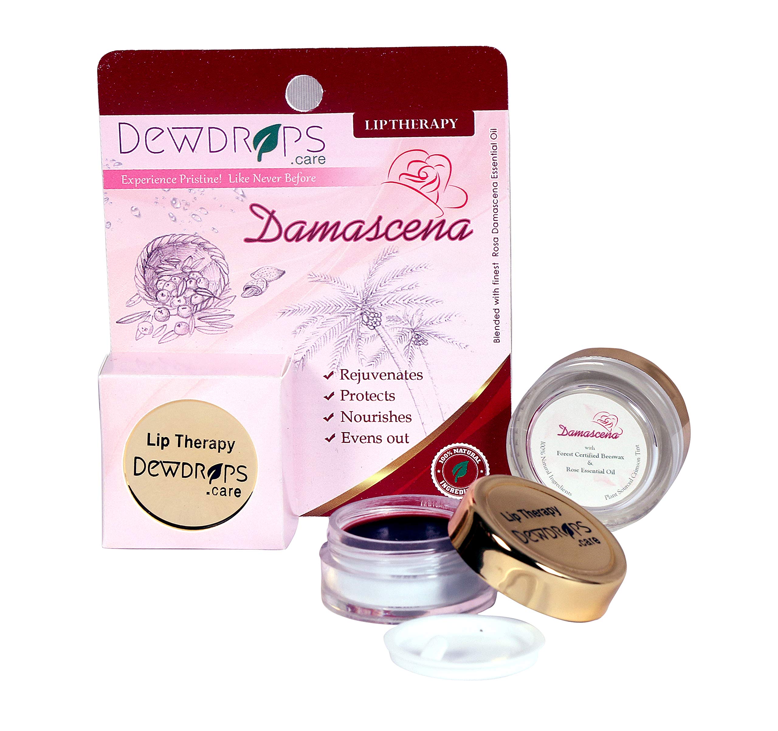 Dewdrops Naturalcare Rose Essential Oil Tinted Lip Balm - Hydrating & Nourishing for Dry Lips - Perfect for Daily Use, Makeup, and On-the-Go Care