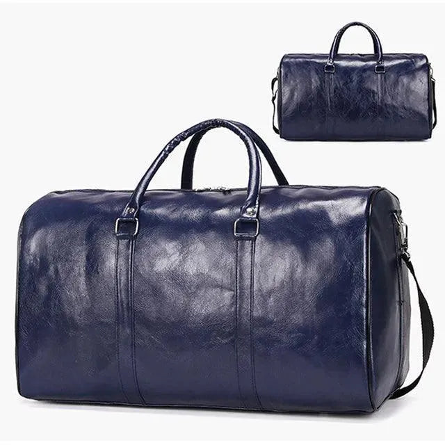 Premium Genuine Leather Duffel Bags for Men - Travel, Gym & Weekend Getaway Carry On Luggage