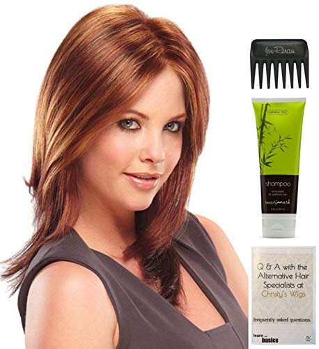 Jon Renau Julia Wig Bundle - 4 Items (27MB Color) with Christy's Wigs Q&A Booklet, BeautiMark Synthetic Shampoo & Wide Tooth Comb | Perfect for Daily Wear, Cosplay & Hair Loss Solutions