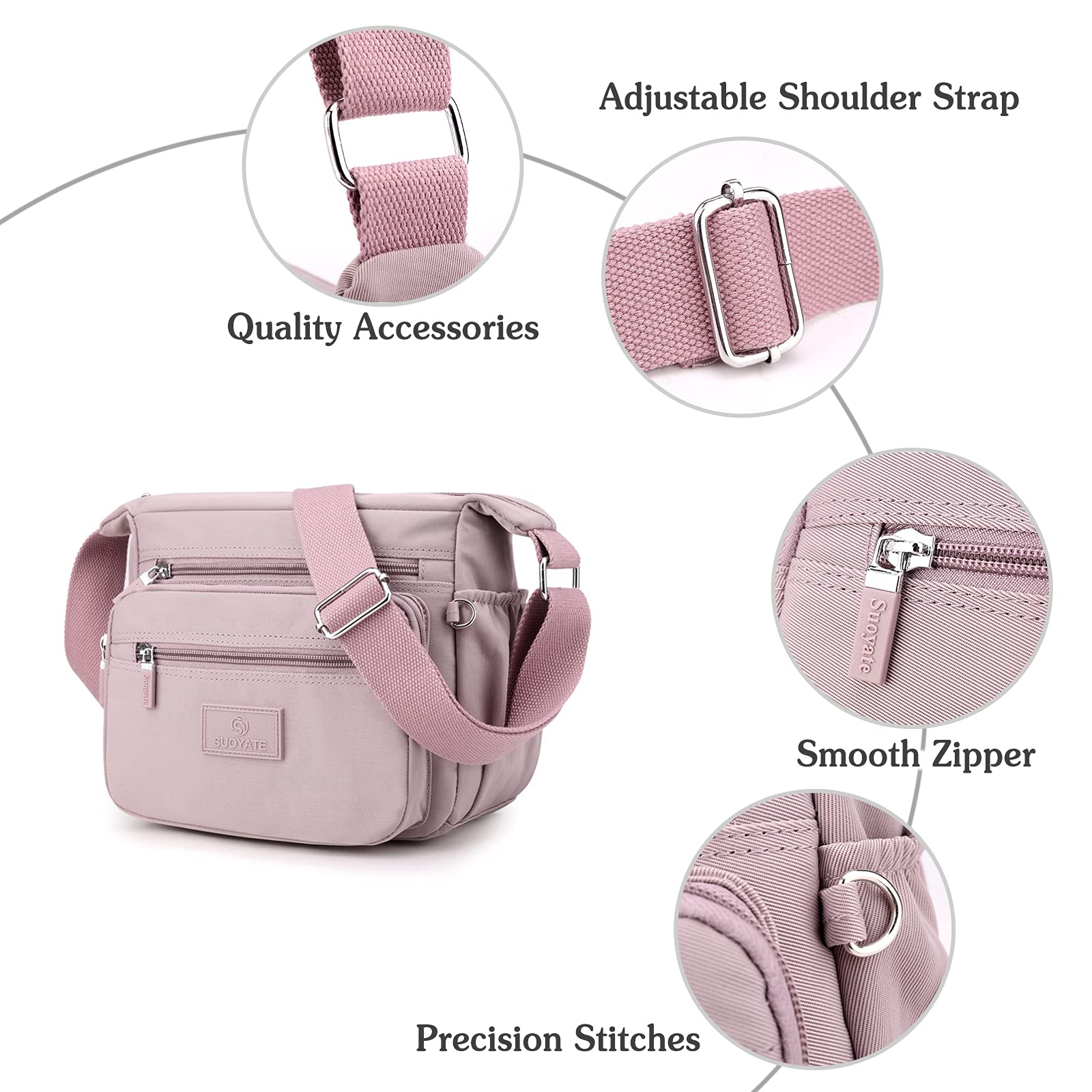 PORRASSO Women's Crossbody Bag - Stylish Casual Shoulder Purse with Multiple Pockets, Perfect for Work, Travel & Everyday Use
