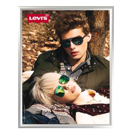 22x28 Euro Security Snap Frame Poster Sign Holder - Silver Metal Frame with Lever Tool for Retail, Restaurants & Offices