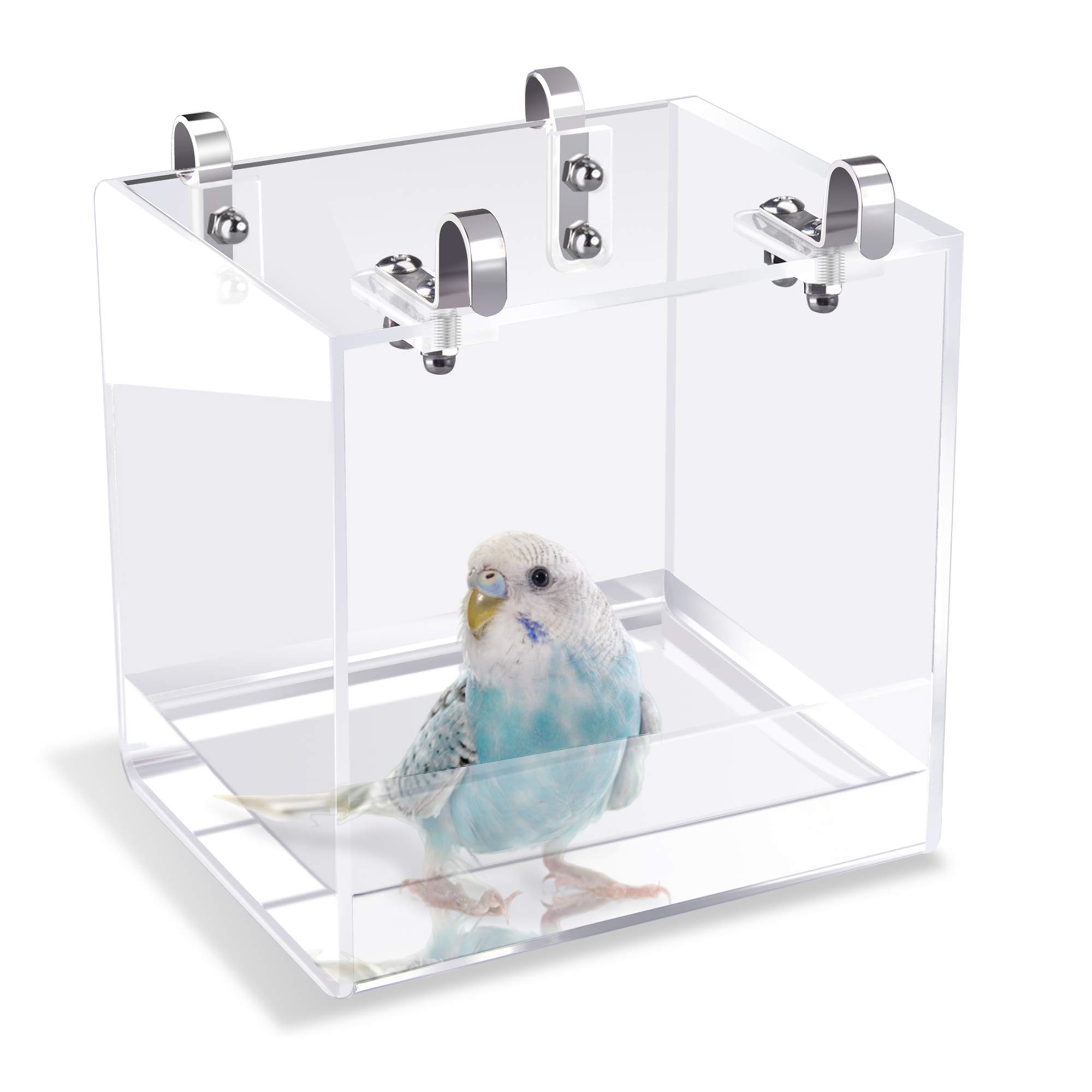 No-Leak Hanging Bird Bath Cage for Small Birds - Portable Shower Tub for Parrots, Lovebirds & Canaries with Secure Hooks | Perfect for Outdoor Aviaries, Pet Cages & Backyard Bird Watching