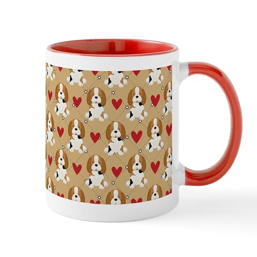 White/Red Inside - Beagle Heart Patt Mugs