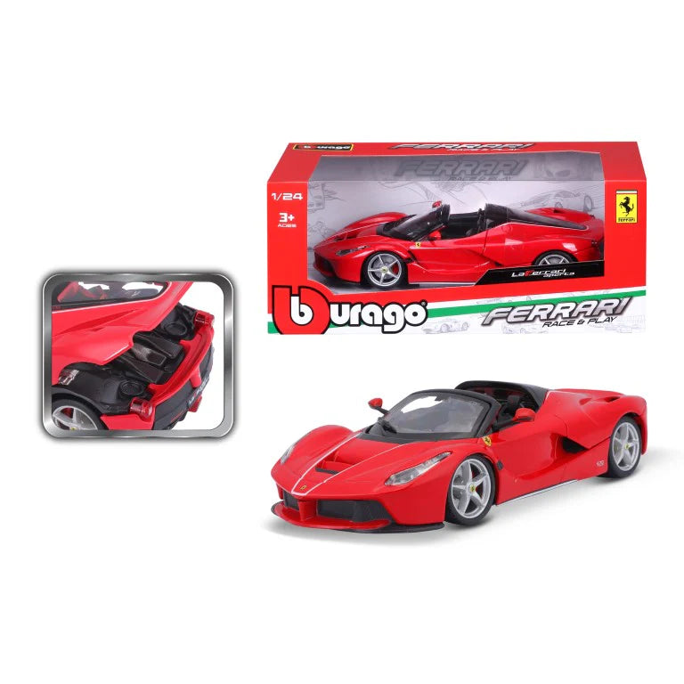 Bburago 1:24 Scale Ferrari LaFerrari Aperta Open Roof Red Die-Cast Model Car - Perfect for Collectors, Display, and Gifting