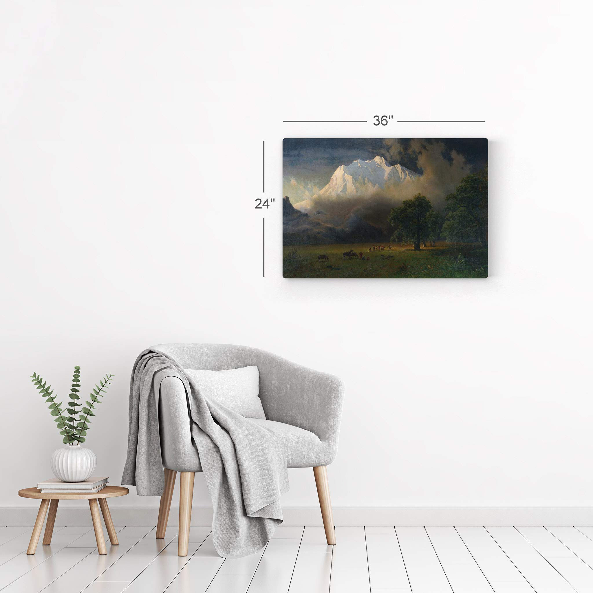 Albert Bierstadt Mount Adams Washington Classic Art Metal Wall Print - 16x24 Oil Painting Reproduction Home Decor - Ready to Hang Made in USA | Living Room, Bedroom, Office Wall Art