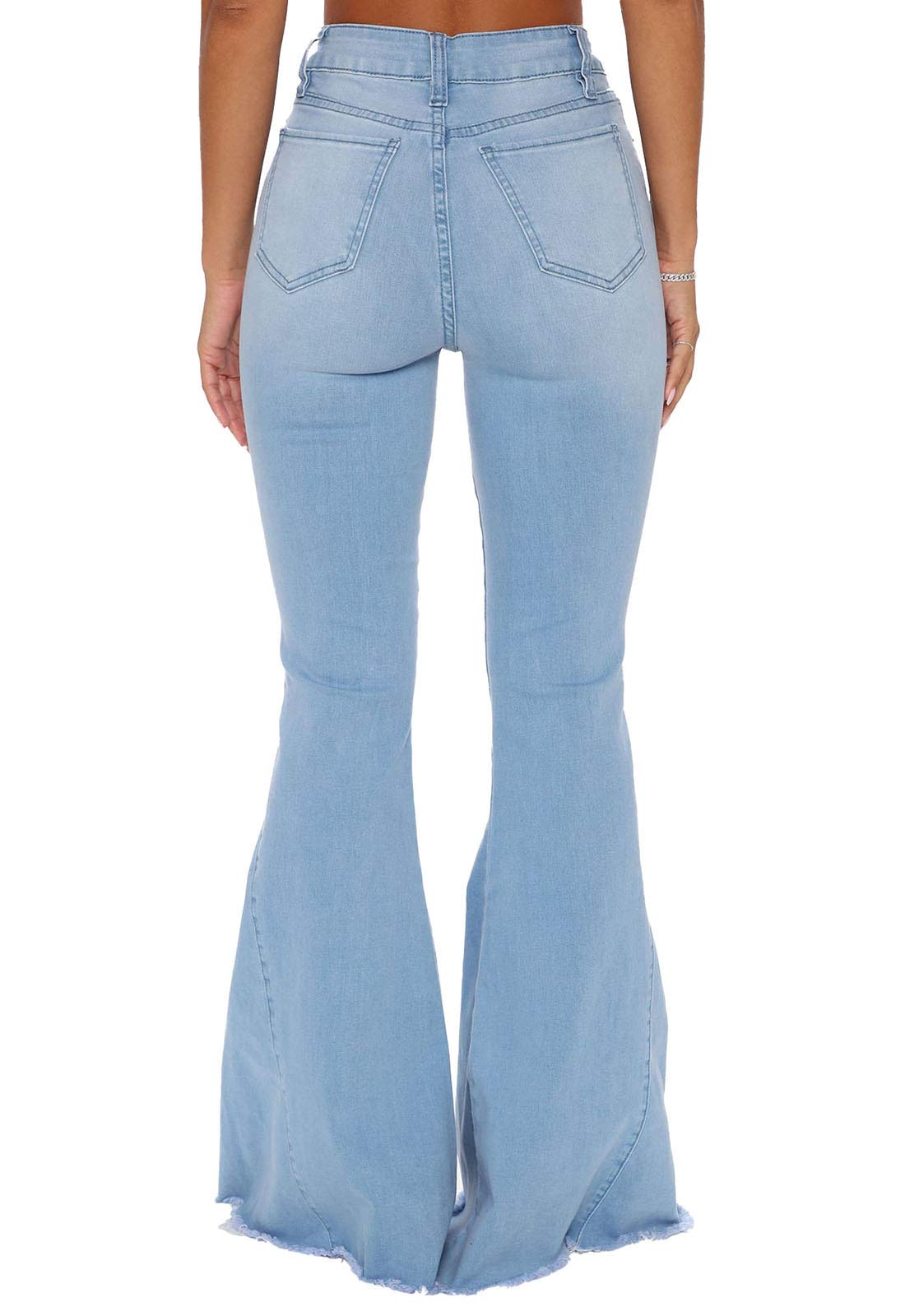 CutieLove Women's Ripped Bell Bottom Flare Jeans - Mid Rise Destroyed Hem Denim Pants for Casual Outfits & Retro Style Fashion