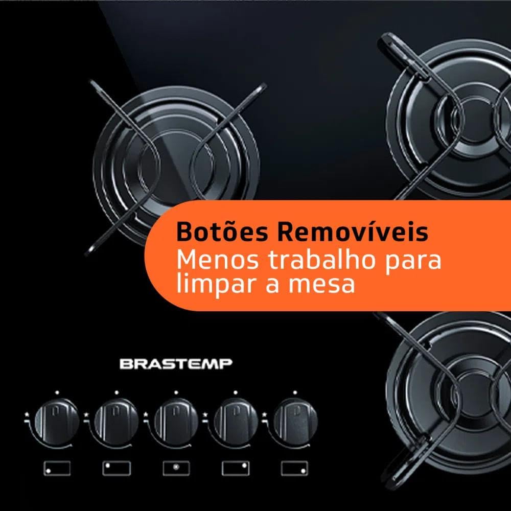 Brastemp 5-Burner Cooktop with Platinum Grates & Automatic Ignition - BDD75AE BIVOLT - Perfect for Modern Kitchens & Home Cooking
