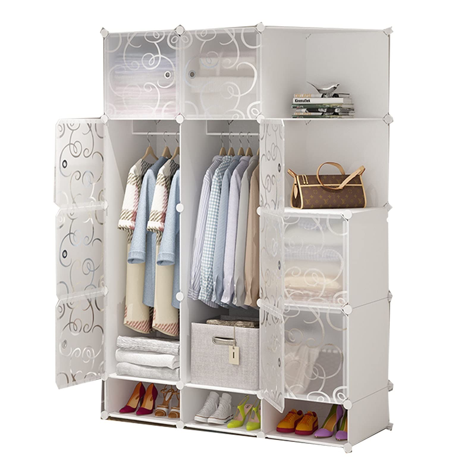 Large Capacity Hanging Closet Organizer - 10-Door Heavy Duty Wardrobe Storage for Clothes, Shoes & Accessories | Perfect for Bedroom, Dorm, Apartment & Rental Space Organization (Color: 10 Doors B)