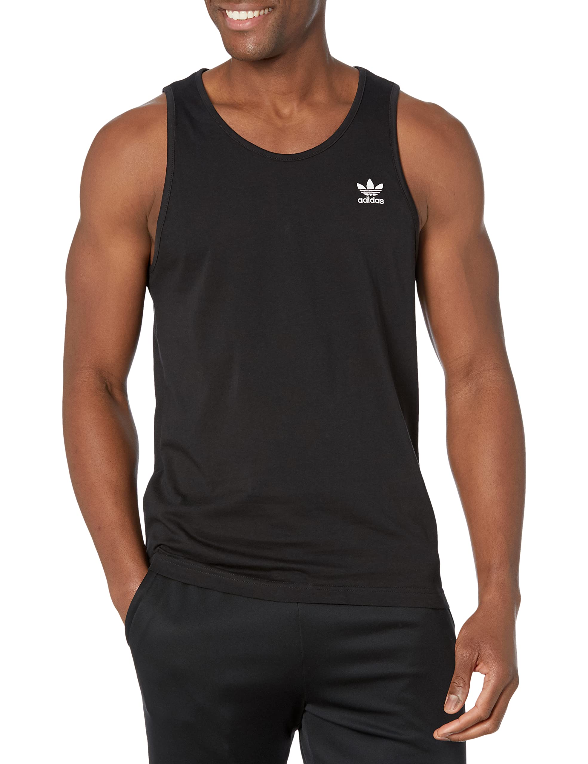 Adidas Originals Men's Trefoil Essentials Sleeveless Shirt - Lightweight Athletic Tank Top for Gym, Running & Casual Wear