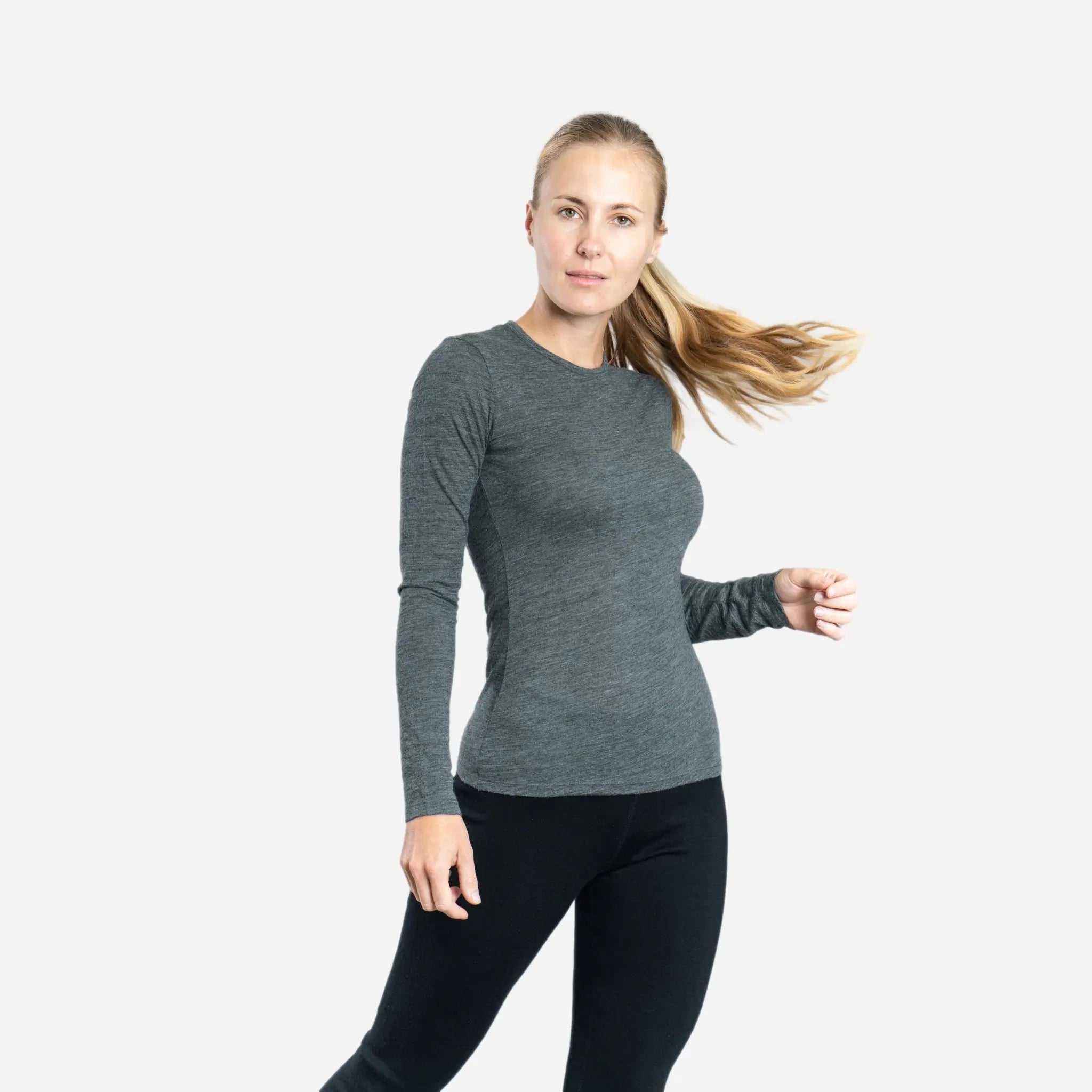 Ultralight Women's Alpaca Wool Long Sleeve T-Shirt - 160 GSM Soft & Warm Base Layer for Winter Hiking, Yoga & Casual Wear