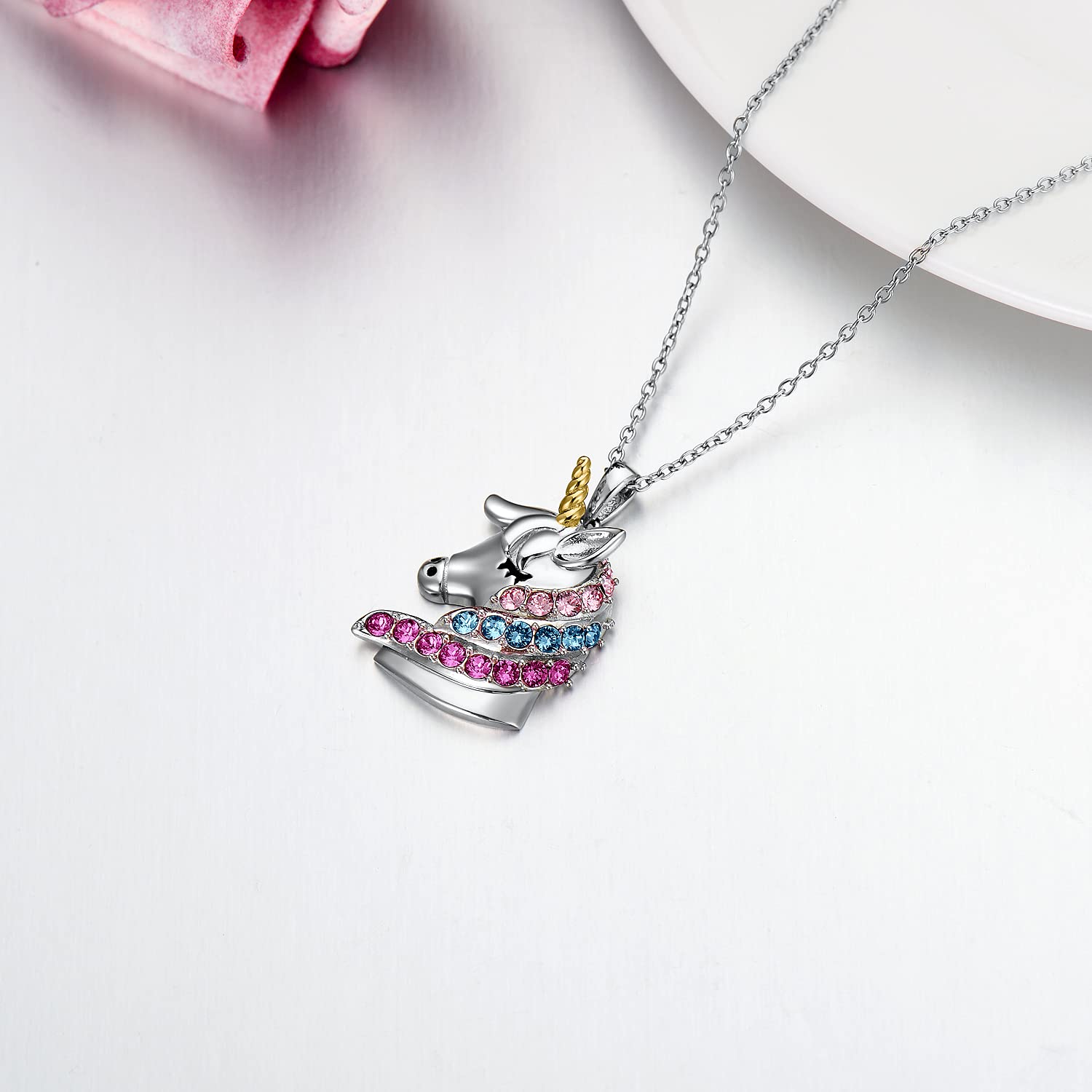 AOBOCO Sterling Silver Unicorn Necklace for Women, Dainty Unicorn Pendant Jewelry, Perfect Birthday Gift for Her, Daughter, Girlfriend - Ideal for Everyday Wear, Special Occasions & Gift Giving