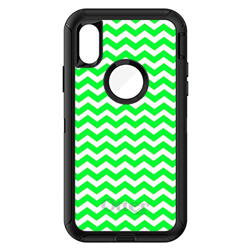 Green White Chevron Stripes Wave On Black Case