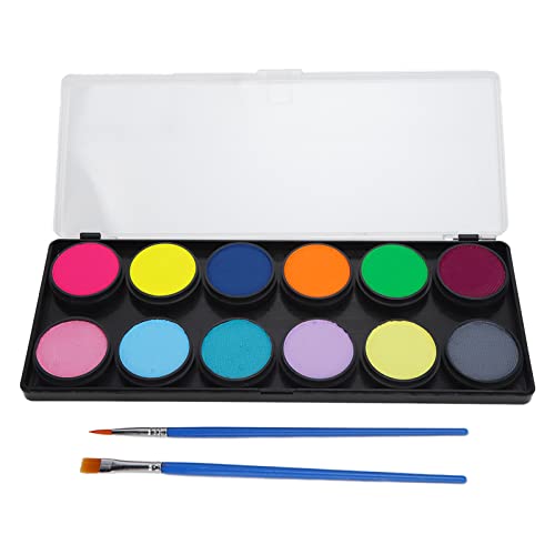 12-Color Water Soluble Body Paint Set - Fast-Drying (1 Minute), Hypoallergenic Face & Body Paint Palette for DIY Art, Halloween, Costume Parties & Festivals