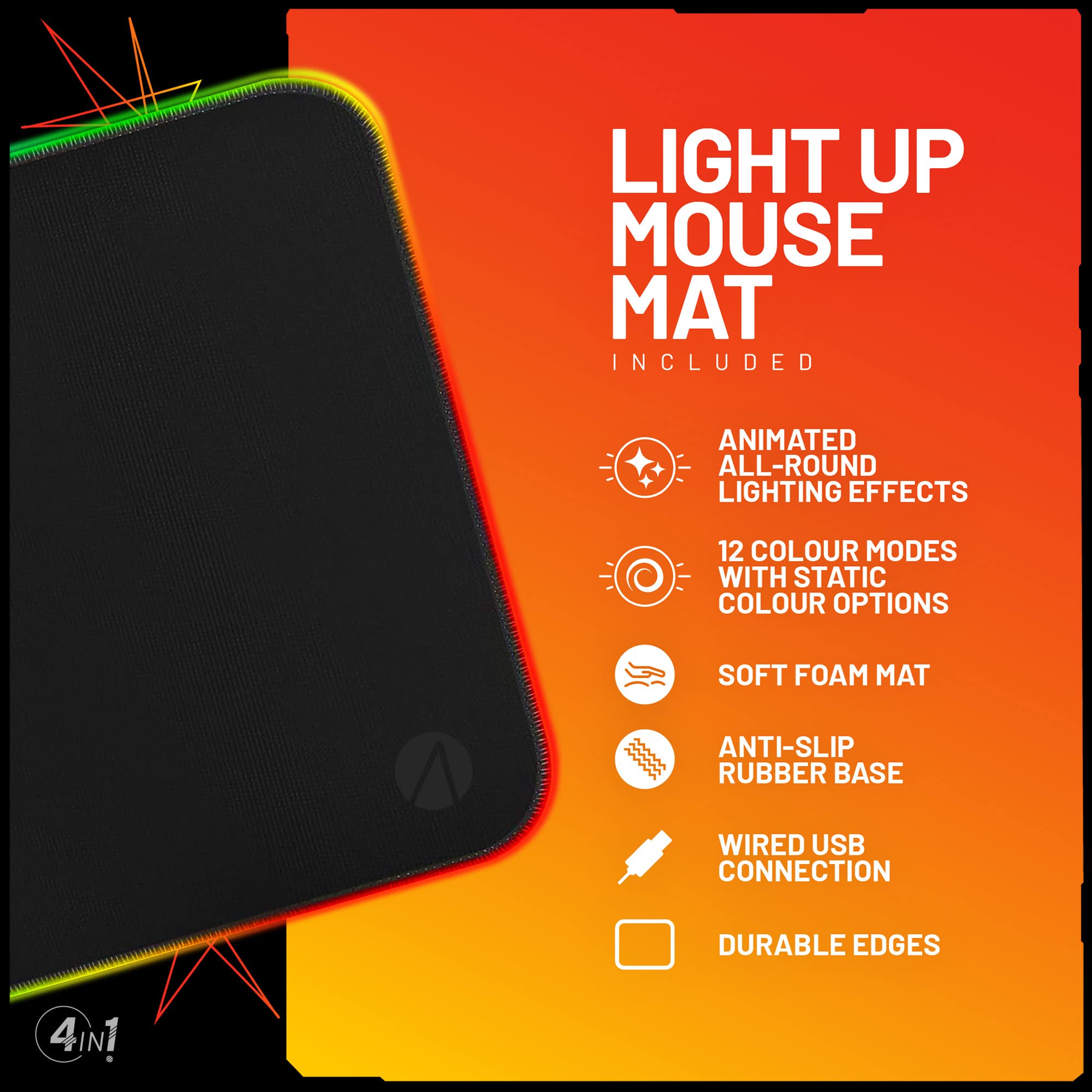 STEALTH 4-in-1 RGB Gaming Bundle for PC & Console - Backlit Keyboard, Gaming Mouse, Headset with Mic & Large Mouse Pad - Perfect for Esports, Streaming & Home Gaming Setup