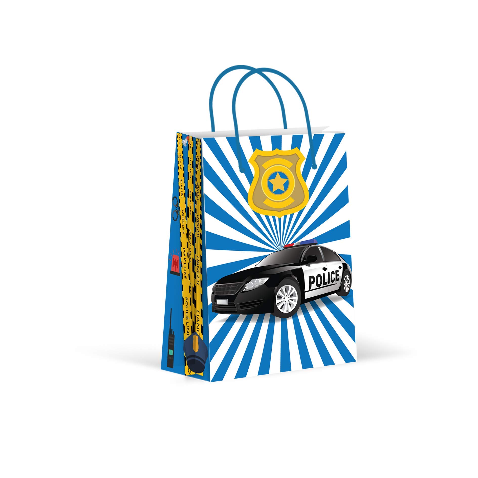 Premium Police Party Favor Bags - 12 Pack Police Car Themed Treat & Gift Bags for Birthday Parties, Baby Showers & Law Enforcement Celebrations - Party Supplies & Decorations for Kids & Adults
