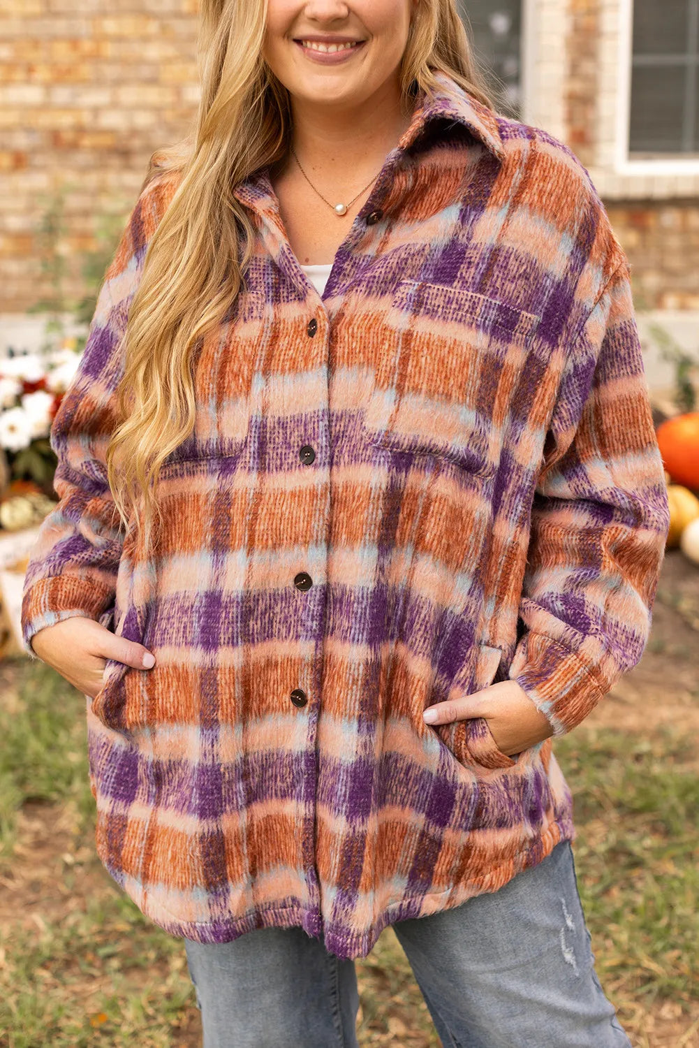 Plus Size Plaid Collared Long Sleeve Jacket for Women - Stylish Fall & Winter Outerwear for Work, Dating & Casual Outfits