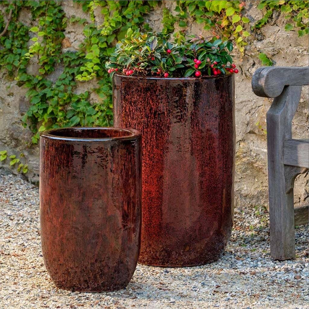 Campania International Bordeaux Merlot Planter Set of 2 - Elegant Outdoor Flower Pots for Patio, Garden & Home Decor