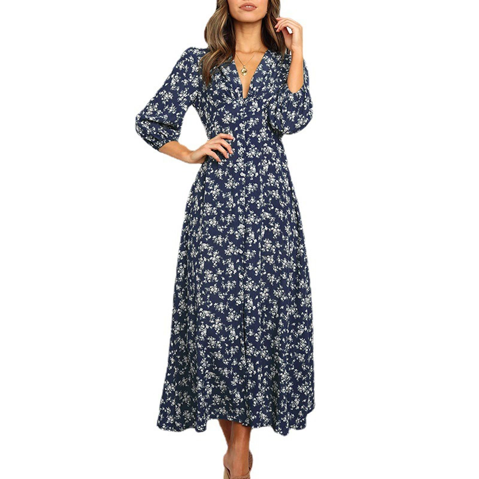 2024 Women's Bohemian Floral Maxi Dress - Long Sleeve Summer Party & Prom Dress for Spring Casual Wear | Perfect for Beach Vacations, Garden Parties & Date Nights