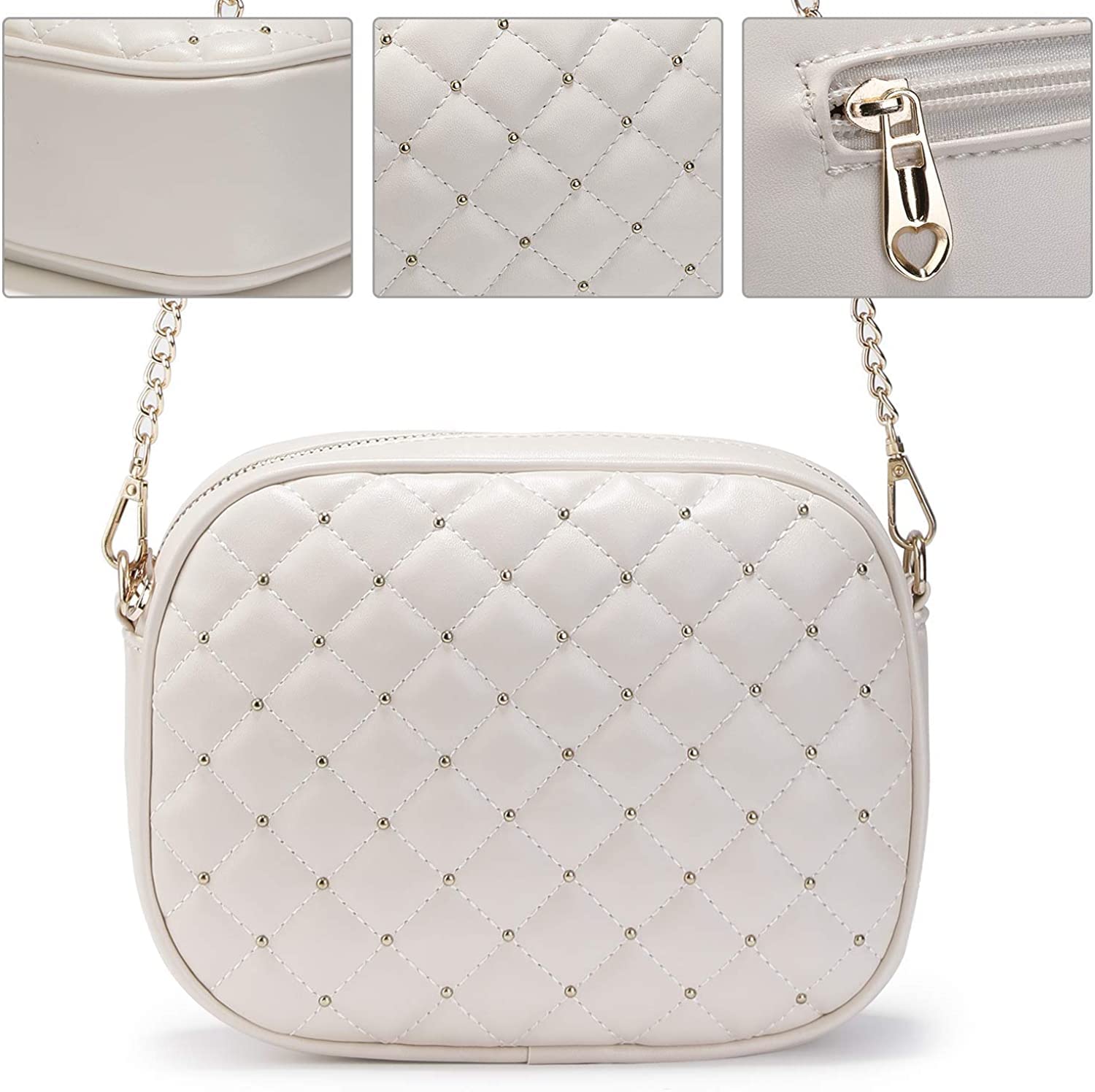 Hanbella Crossbody Clutch Purse for Women & Teens - Stylish Small Quilted Leather Shoulder Bag with Gold Chain | Perfect for Everyday Use, Parties, Date Nights & Travel Accessories