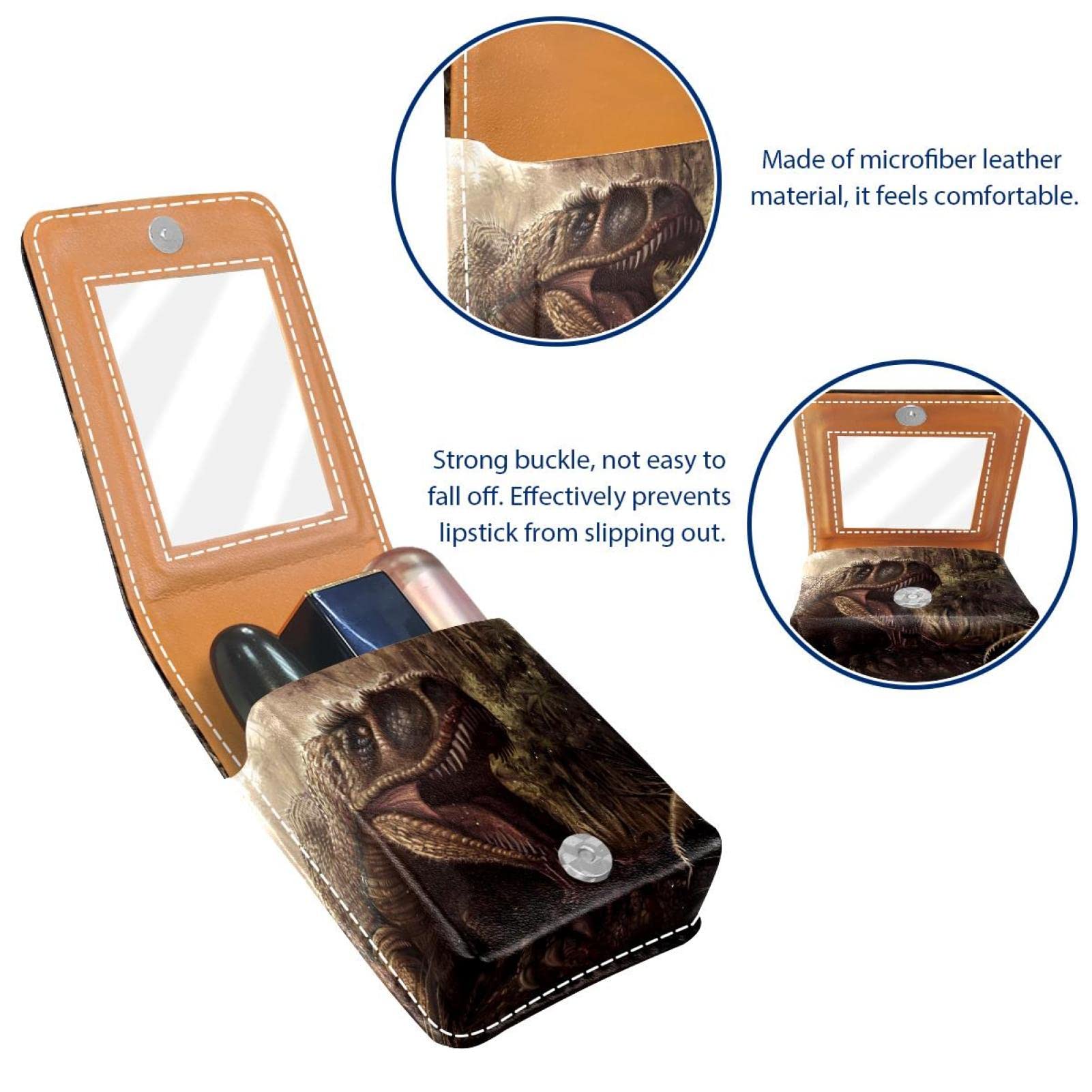 Personalized Dinosaur Lipstick Case - Portable Makeup Bag & Cosmetic Pouch Organizer with Ancient Danger Animal Design - Perfect for Travel, Daily Use, and Gift Giving